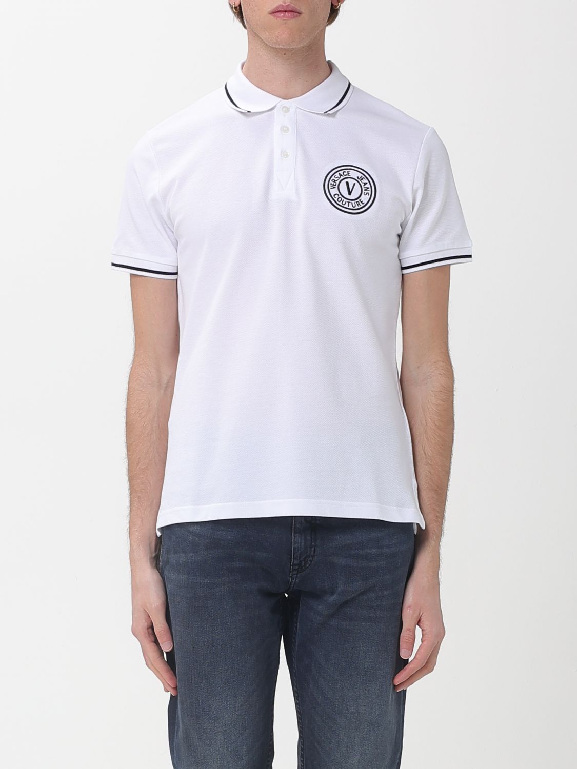 VERSACE JEANS COUTURE Cotton Polo Shirt with Logo　VERSACE JEANS COUTURE ロゴ入りコットンポロシャツ VERSACE