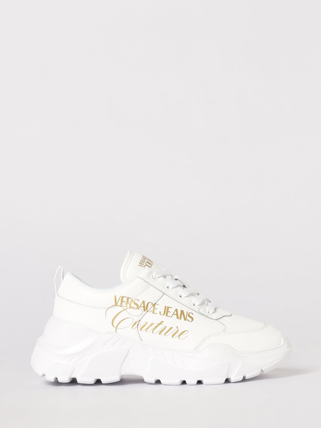VERSACE JEANS COUTURE Leather Sneakers with Logo　VERSACE JEANS COUTURE ロゴ入りレザースニーカー VERSACE