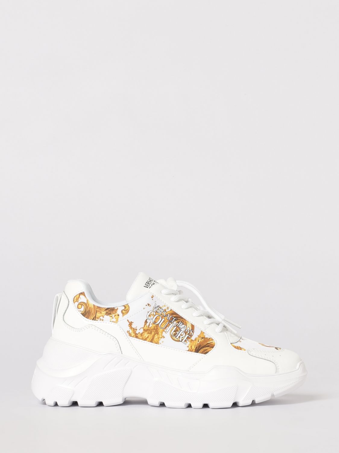 VERSACE JEANS COUTURE Leather Sneakers with Baroque Print　VERSACE JEANS COUTURE バロックプリント レザースニーカー VERSACE