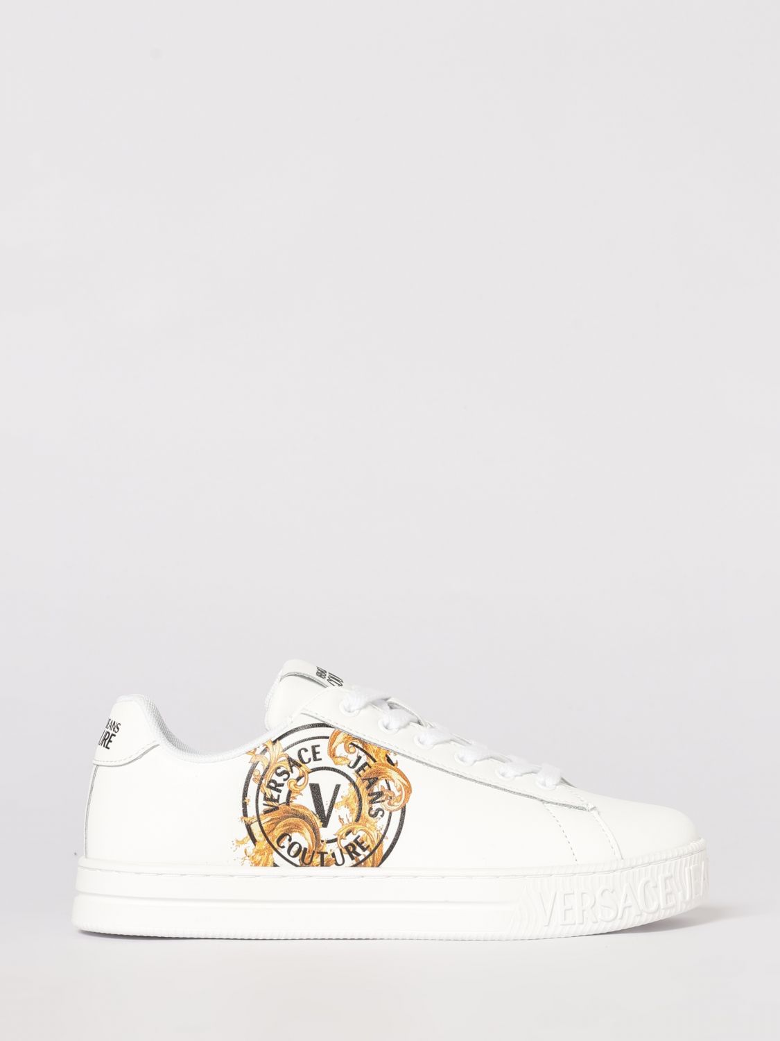 VERSACE JEANS COUTURE Leather Sneakers with Baroque Print　VERSACE JEANS COUTURE バロックプリント レザースニーカー VERSACE