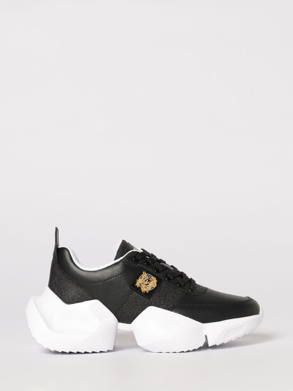 VERSACE JEANS COUTURE Sneakers aus Leder und Lurex-Mesh