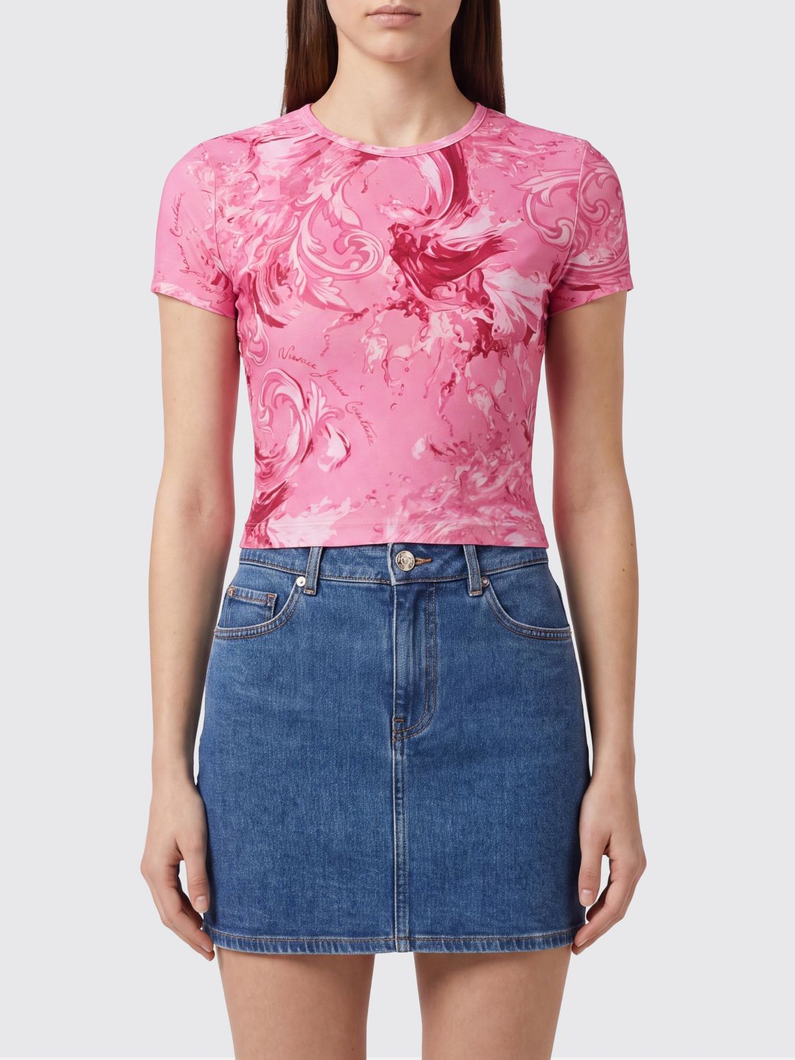 VERSACE JEANS COUTURE Baroque Print Polyester T-Shirts