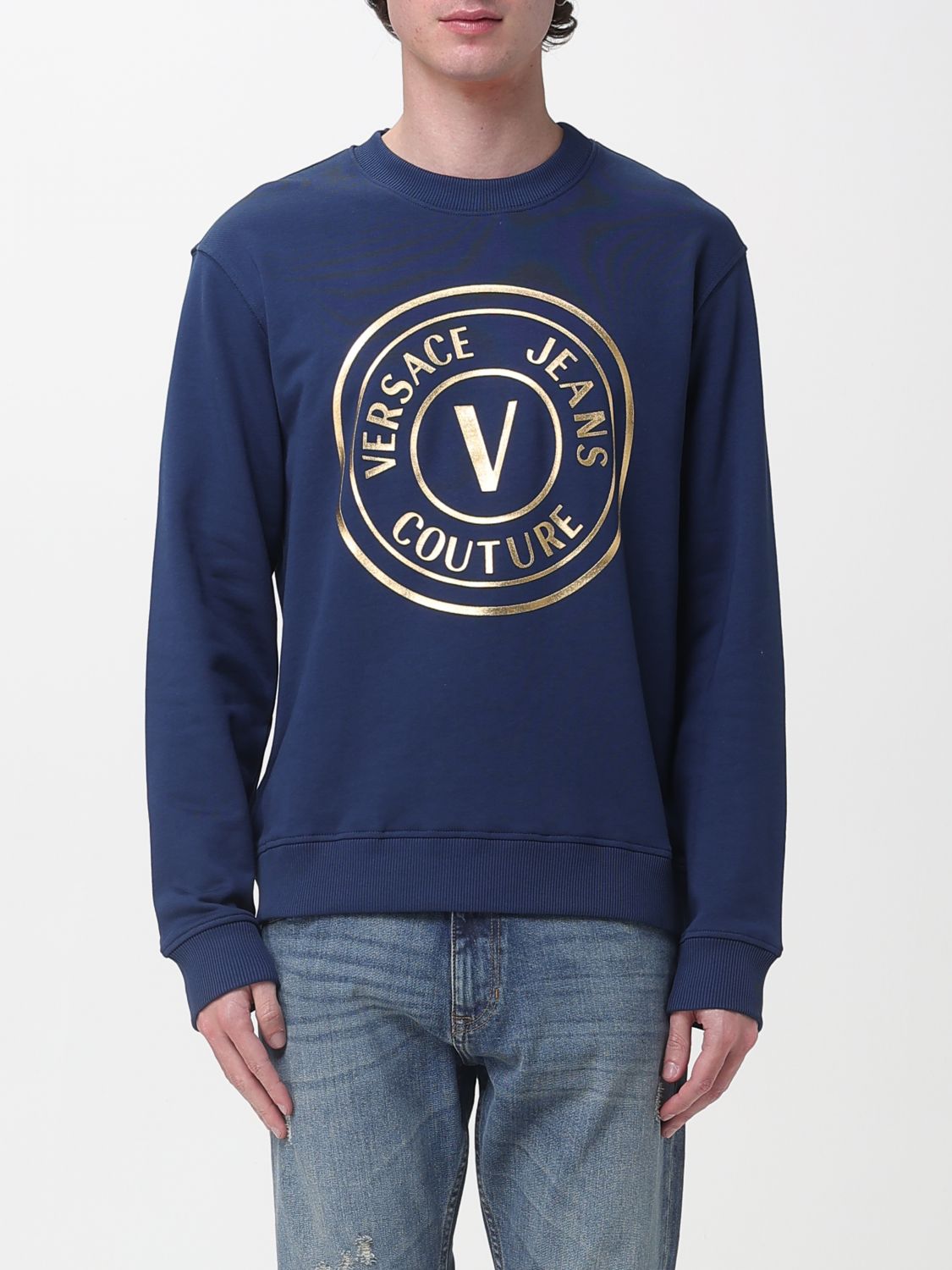 Versace Jeans Couture Cotton Crewneck Sweatshirt with Logo