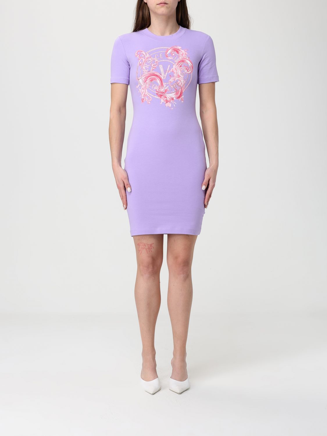 VERSACE JEANS COUTURE Kleid aus Stretch-Baumwolle mit Logo