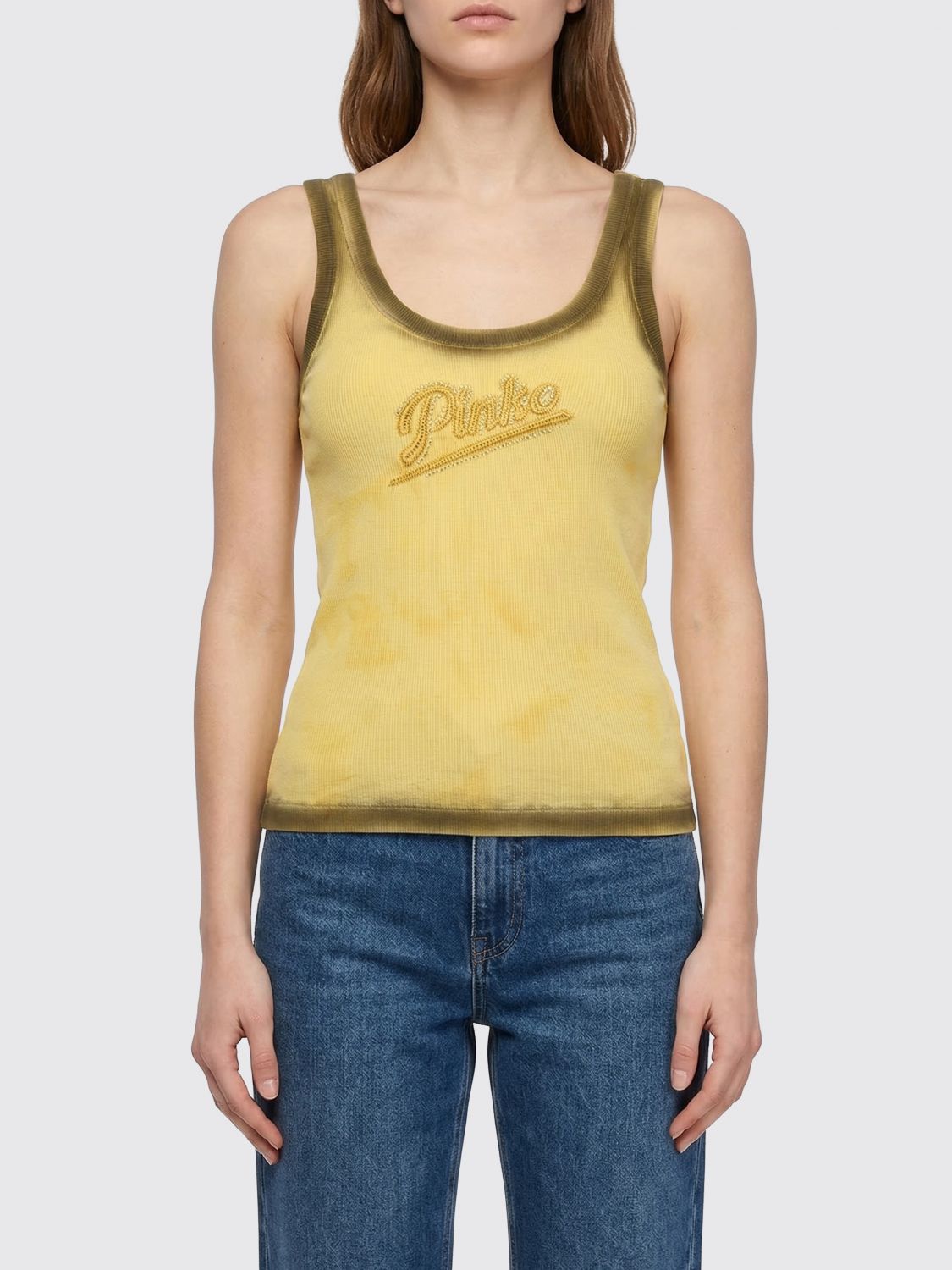 PINKO Stretch-Baumwoll-Top mit Logo