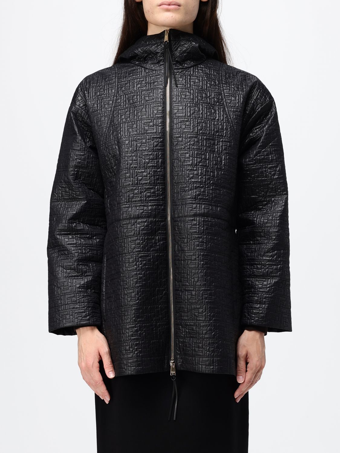 FENDI Parka con cappuccio in tessuto tecnico con motivo monogram