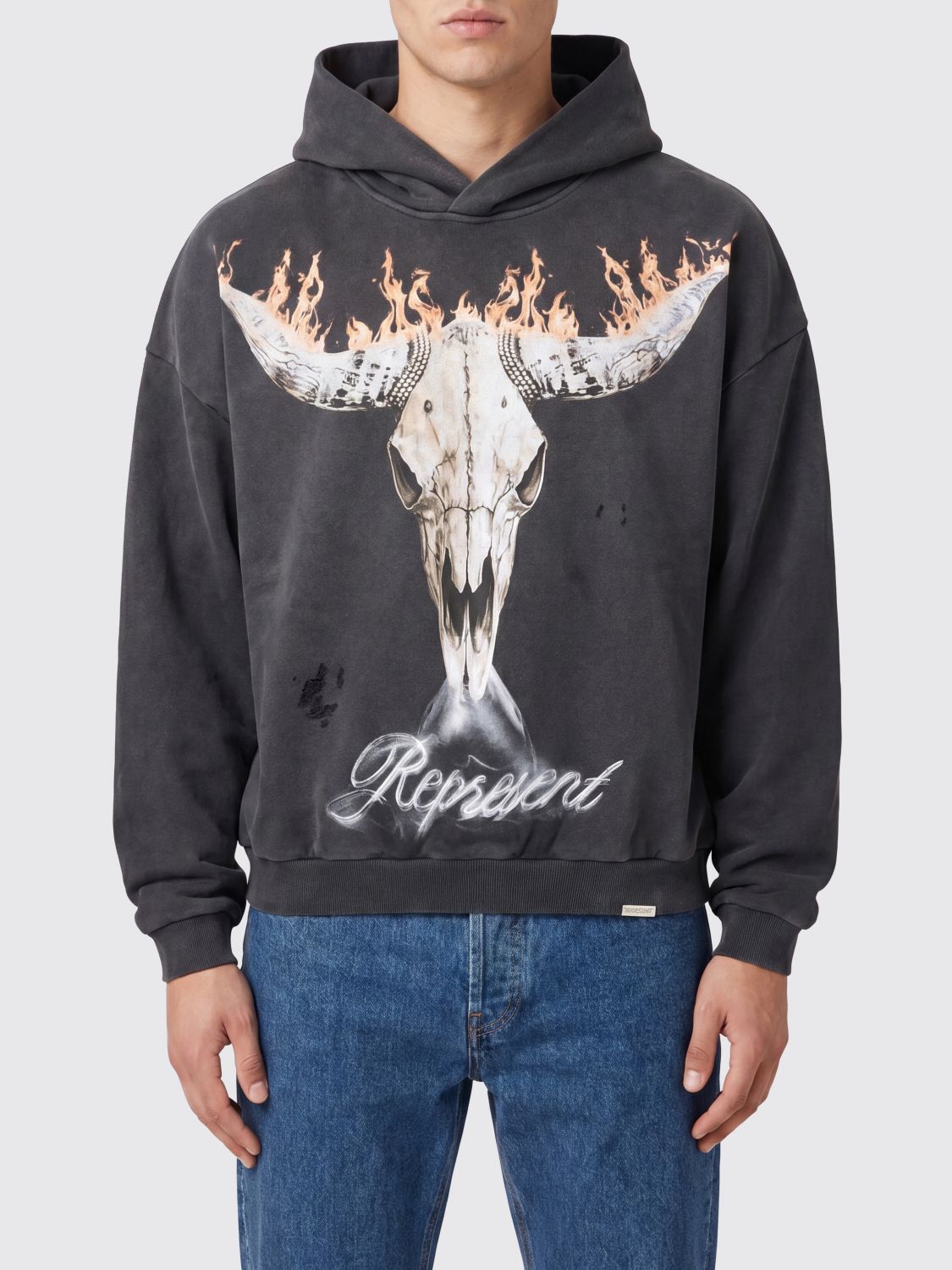 REPRESENT Felpa con cappuccio in cotone con logo