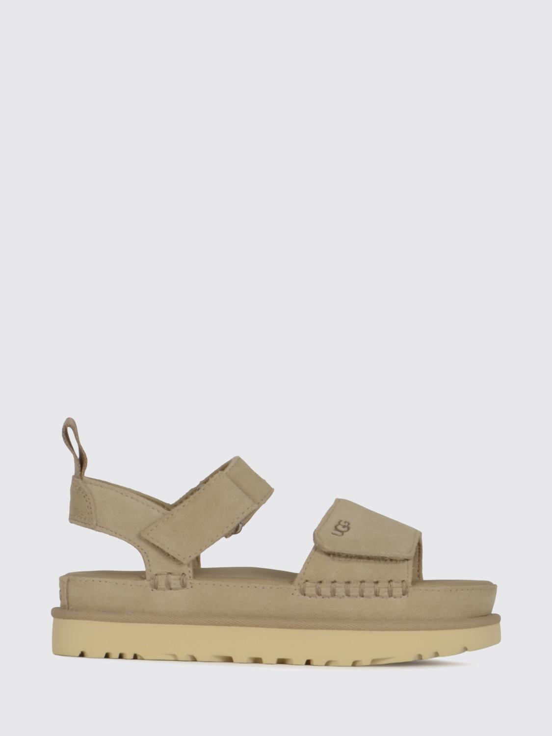 Ugg Goldenstar Suede Platform Sandals In Green