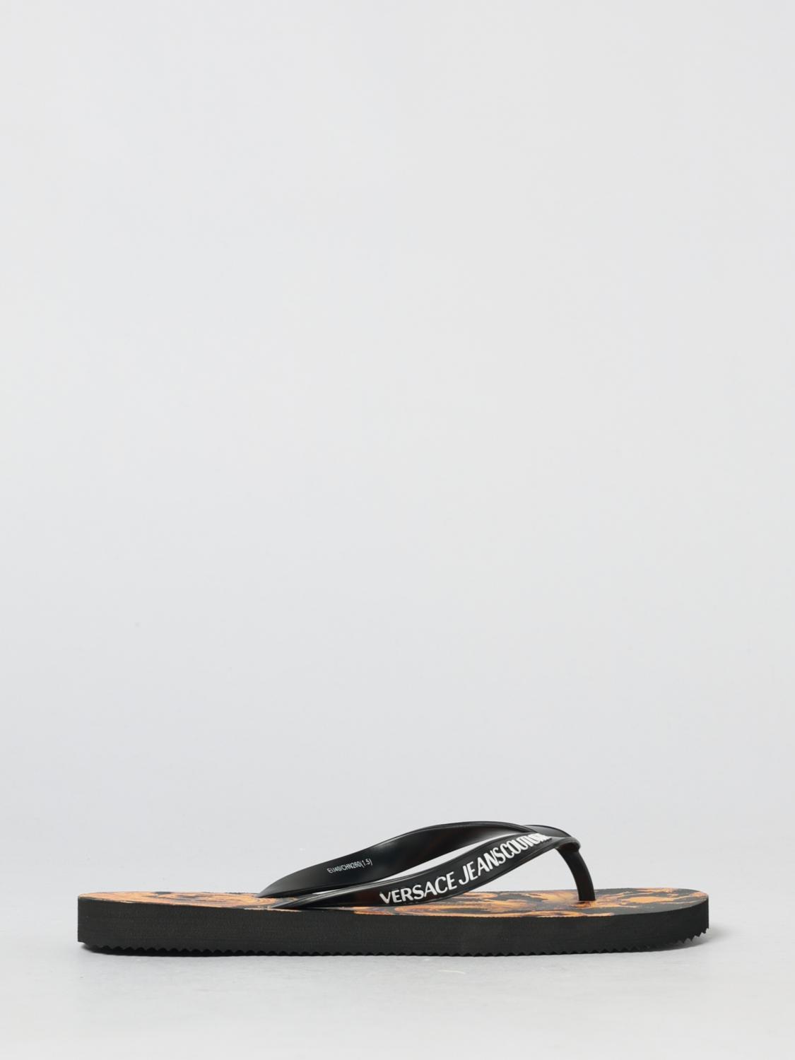 VERSACE VERSACE JEANS COUTURE Rubber Flip Flops with Printed Logo　VERSACE JEANS COUTURE ロゴプリント付きラバービーチサンダル