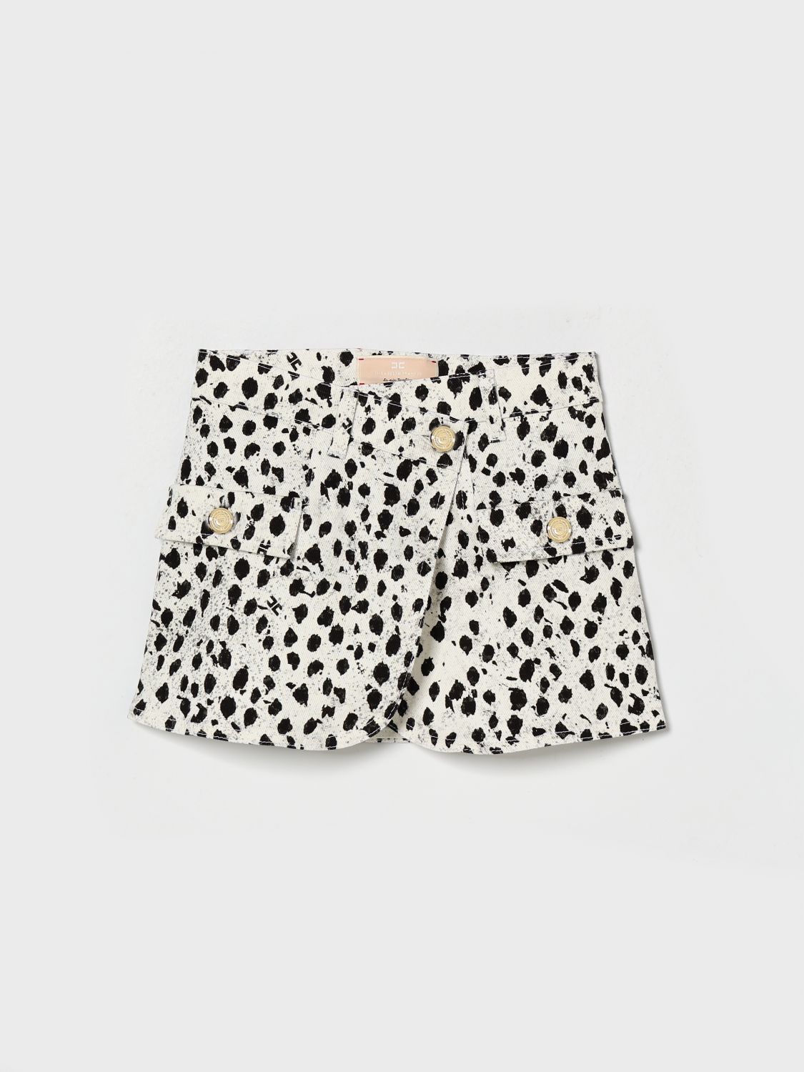 ELISABETTA FRANCHI LA MIA BAMBINA Animal Print Cotton Wrap Skirt
