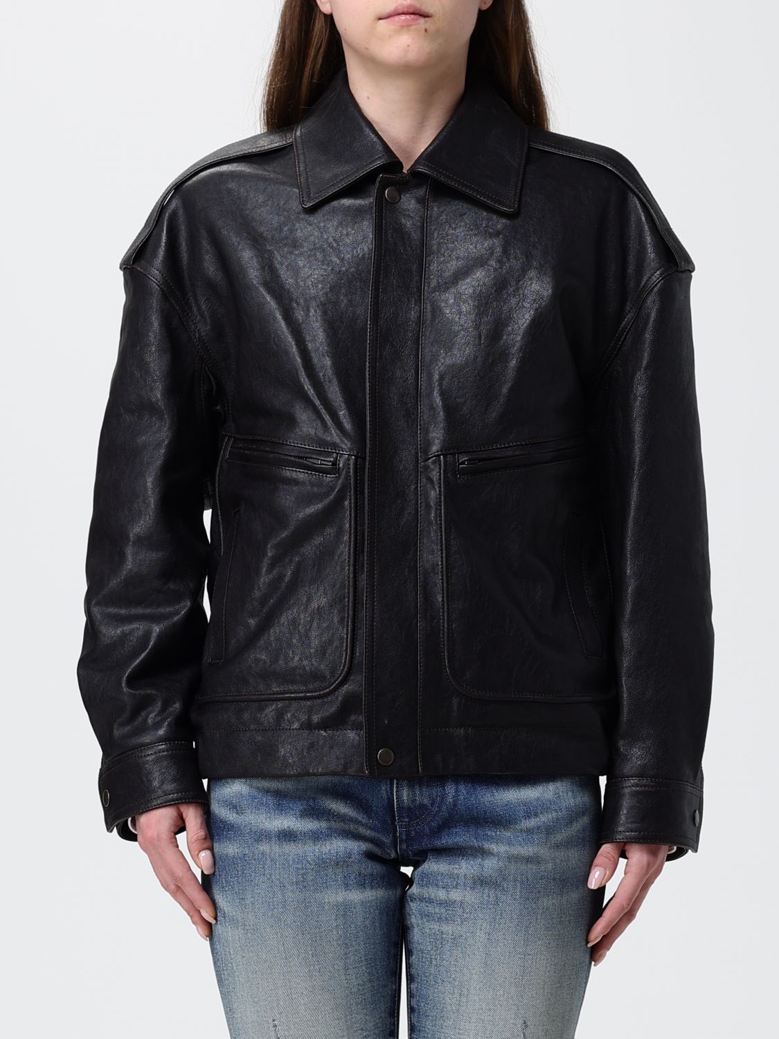 SAINT LAURENT Giacca in pelle di agnello