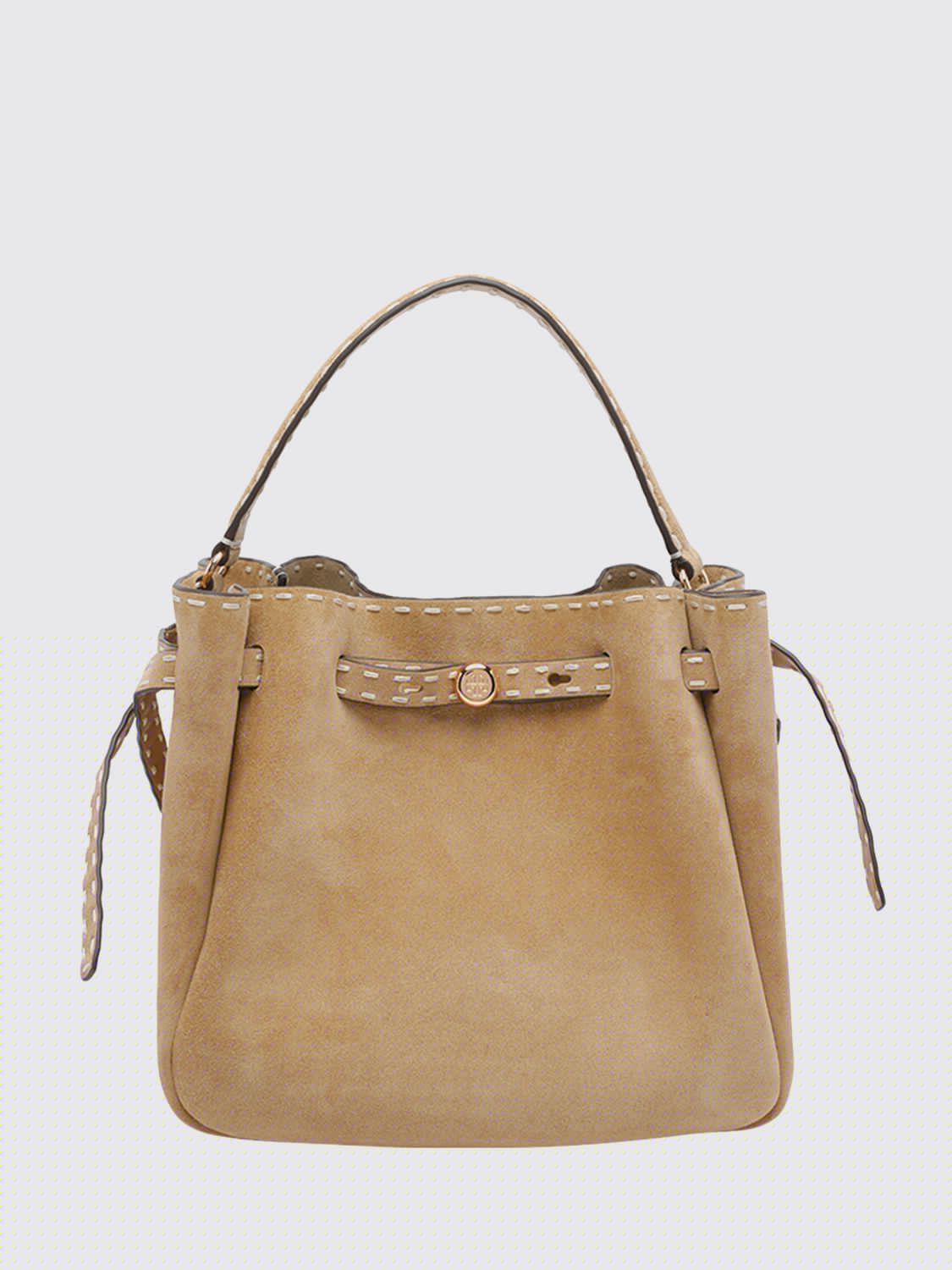 Borsa a secchiello Romy Mini Tory Burch in camoscio