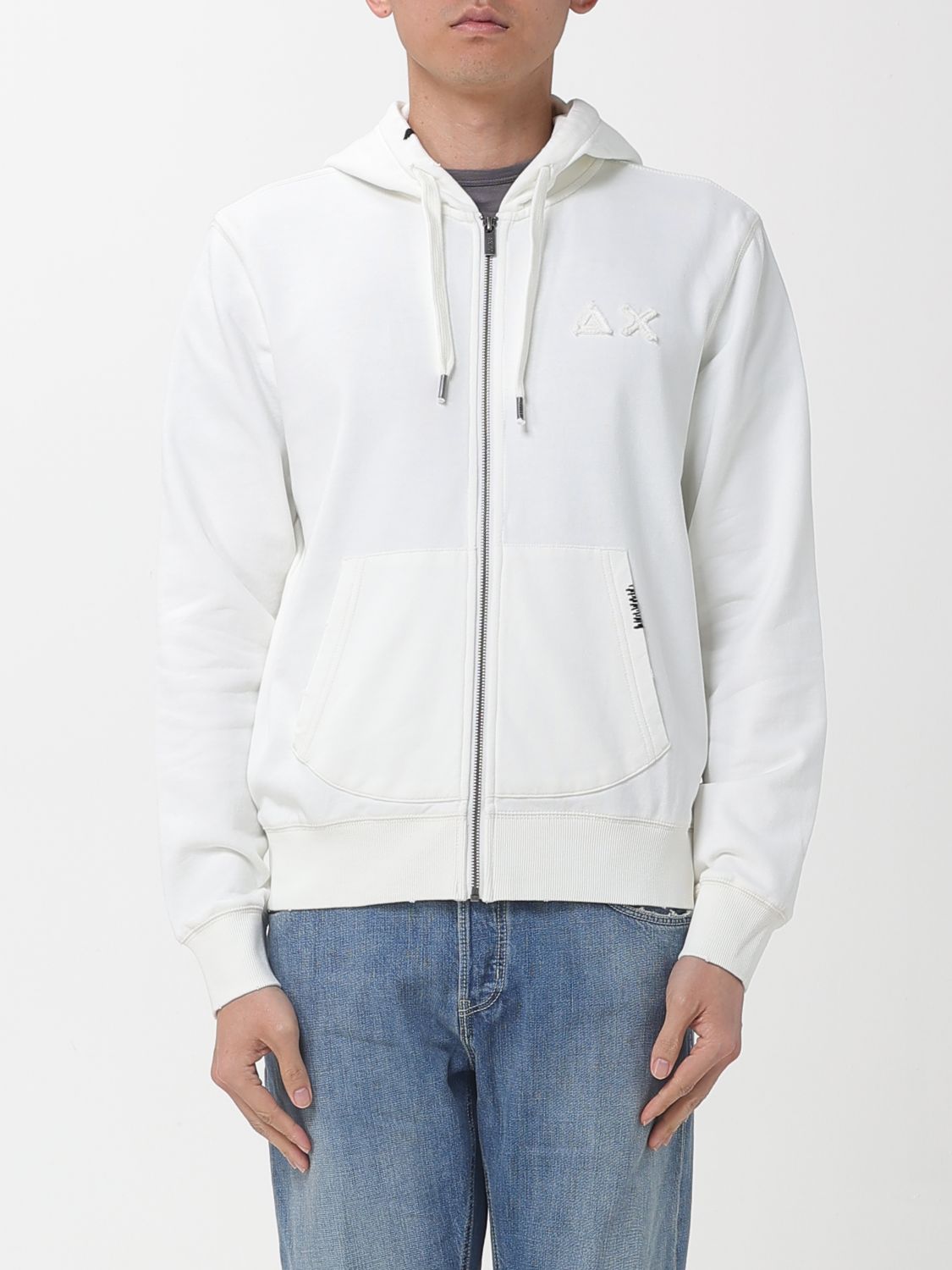 SUN68 Kapuzenpullover mit Reißverschluss aus Baumwolle