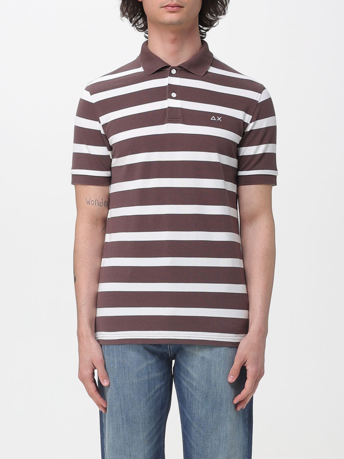 Sun68 Striped Cotton Polo Shirt with Logo