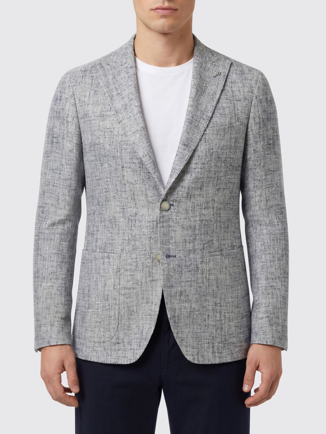 TAGLIATORE Single-Breasted Cotton and Linen Blend Blazer TAGLIATORE