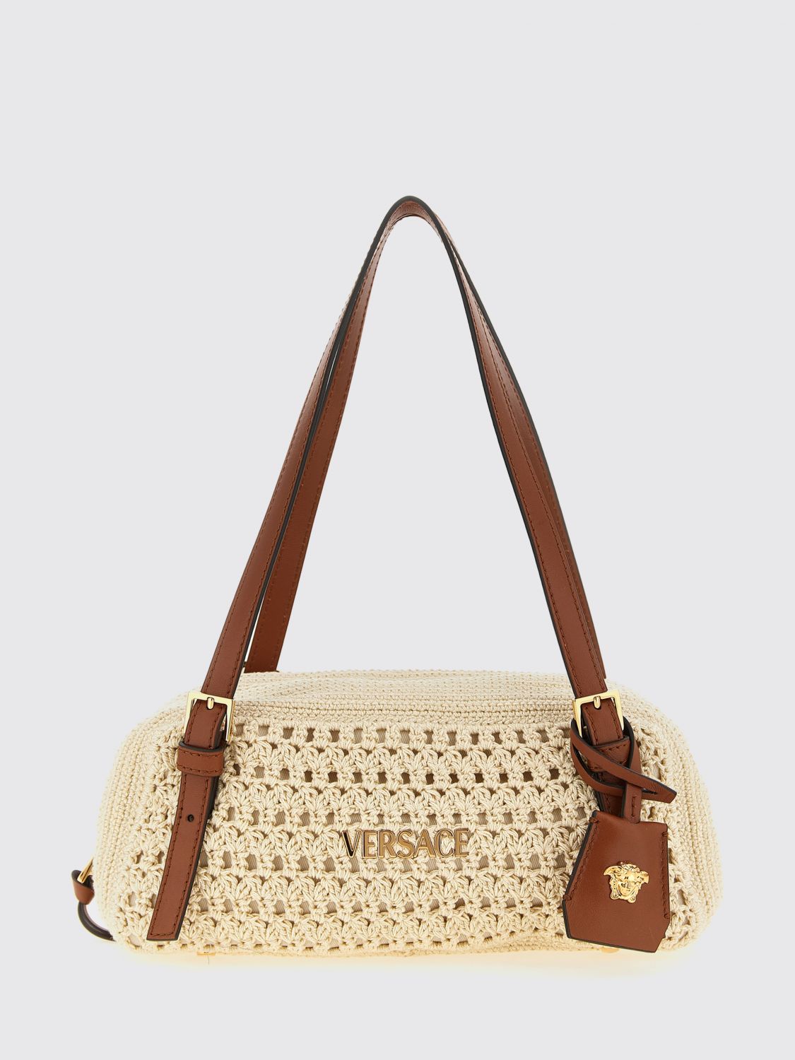 VERSACE VERSACE Tag Crochet Cotton Bag　VERSACE タグ かぎ針編みコットンバッグ