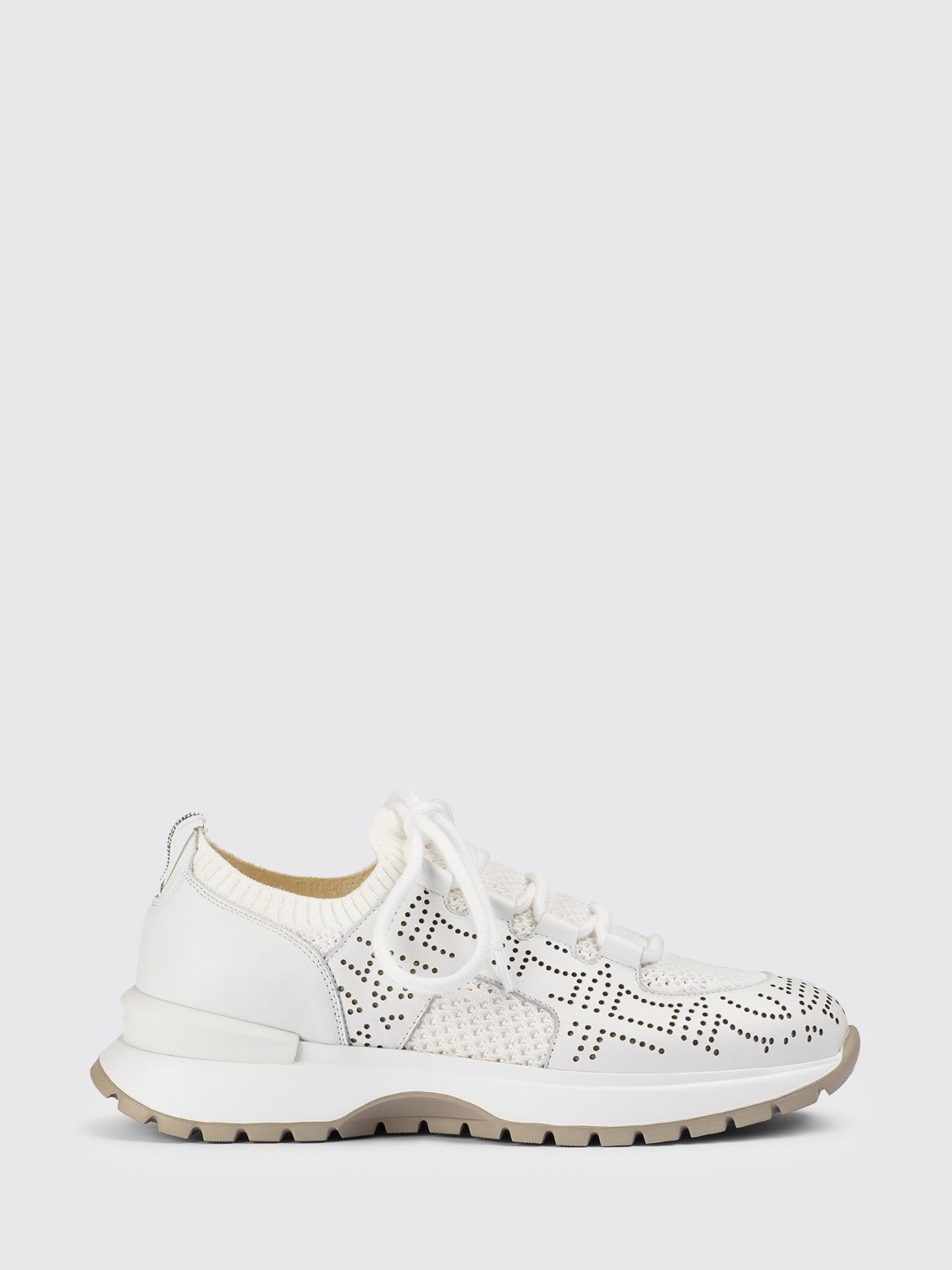 DOUCAL'S Sneakers aus perforiertem Leder und Häkelstrick
