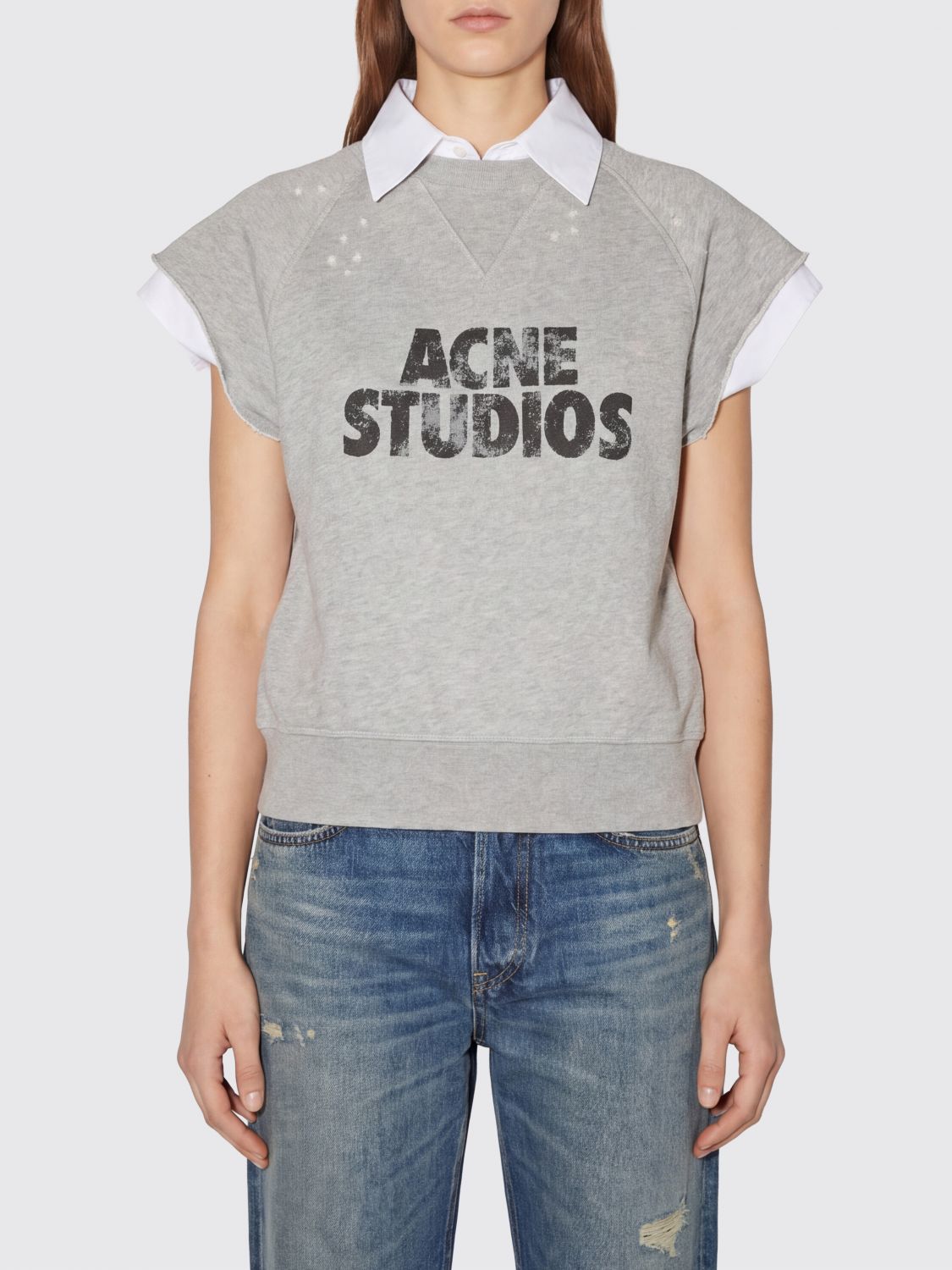 Acne Studios ACNE STUDIOS Sweatshirt Woman color Grey　ACNE STUDIOS スウェットシャツ ウィメンズ カラー グレー
