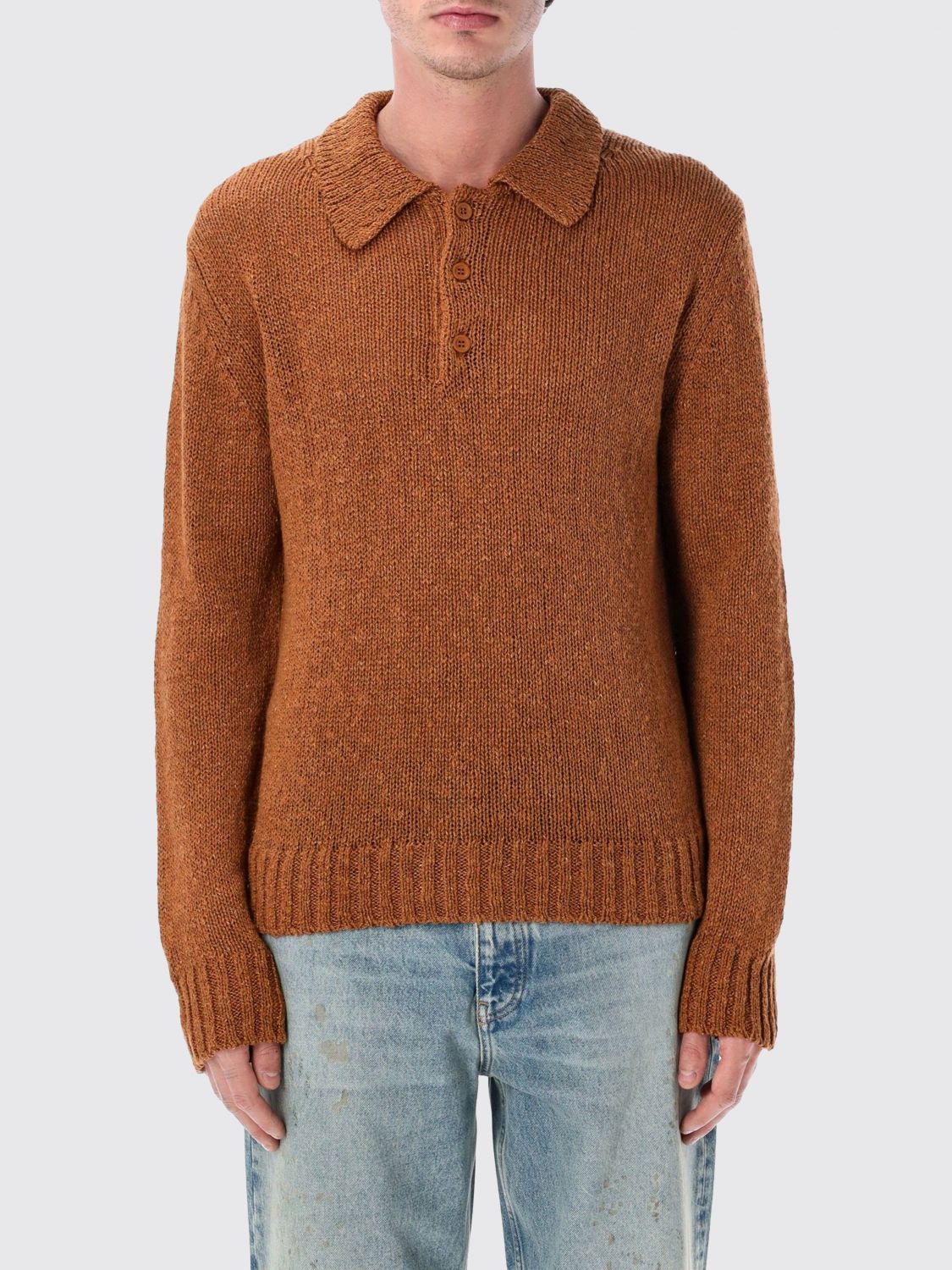 SUNFLOWER Cotton And Linen Knit Polo Shirt
