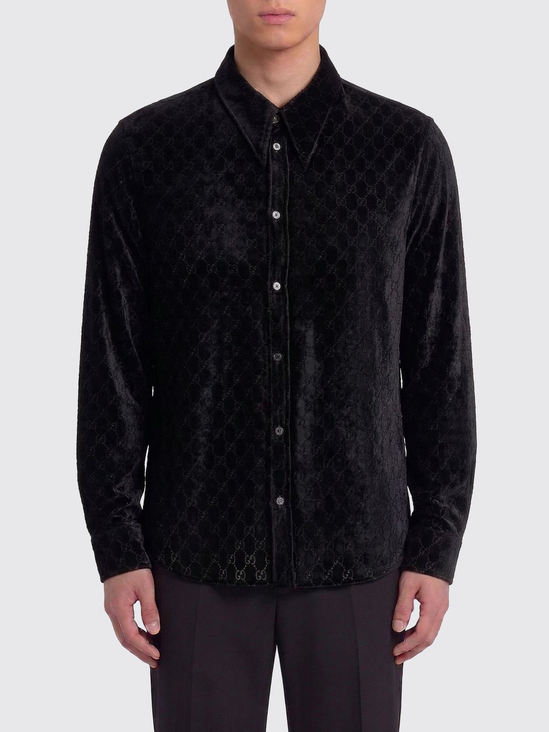 GUCCI Camicia in velluto con motivo GG