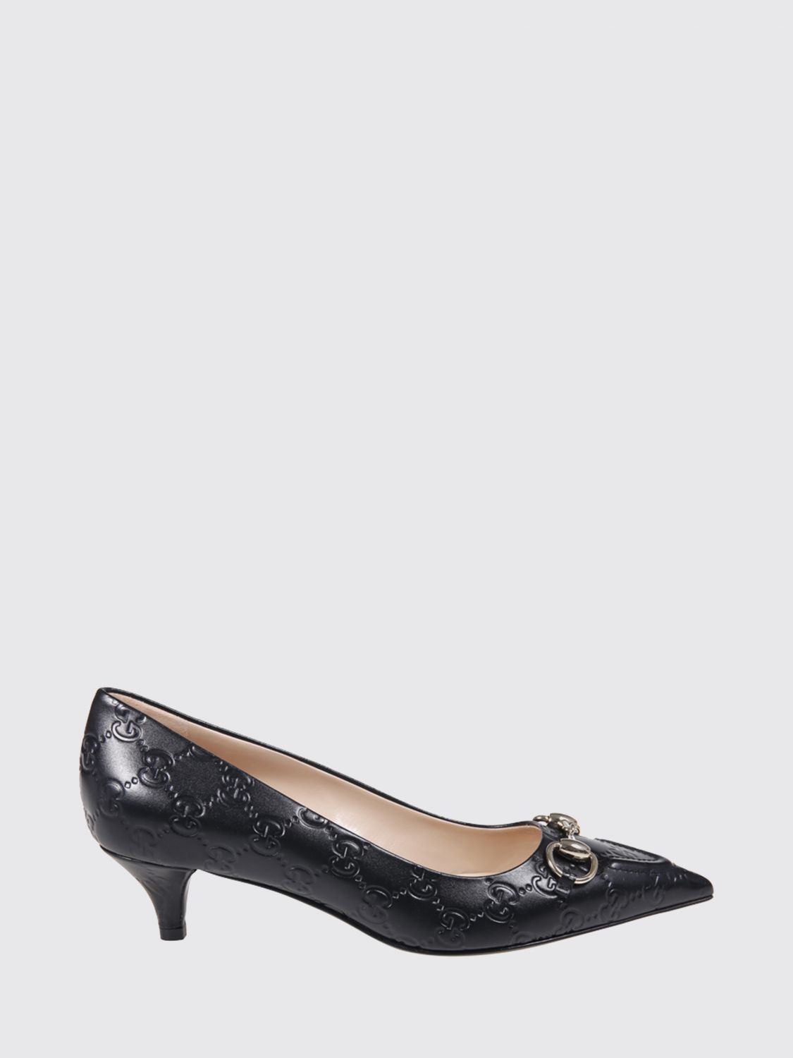 GUCCI Décolleté in pelle con monogram GG impresso