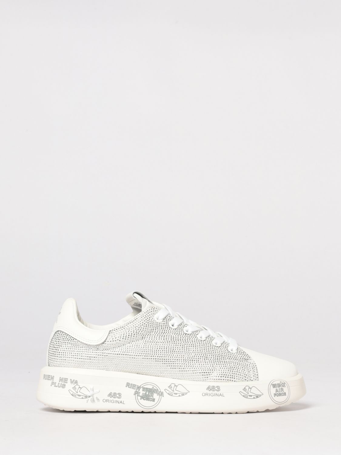 Premiata Belle Leather Sneakers with Rhinestones