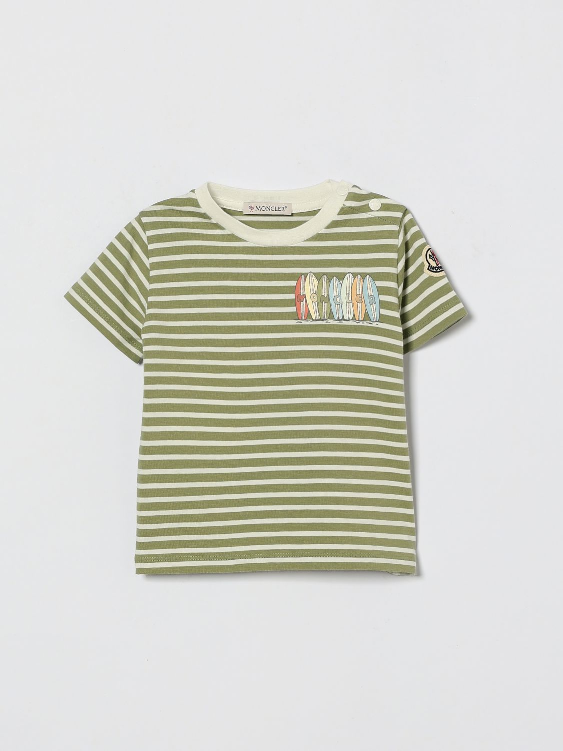 Moncler Babies'  Printed Stretch Cotton Crew Neck T-shirt In Multi