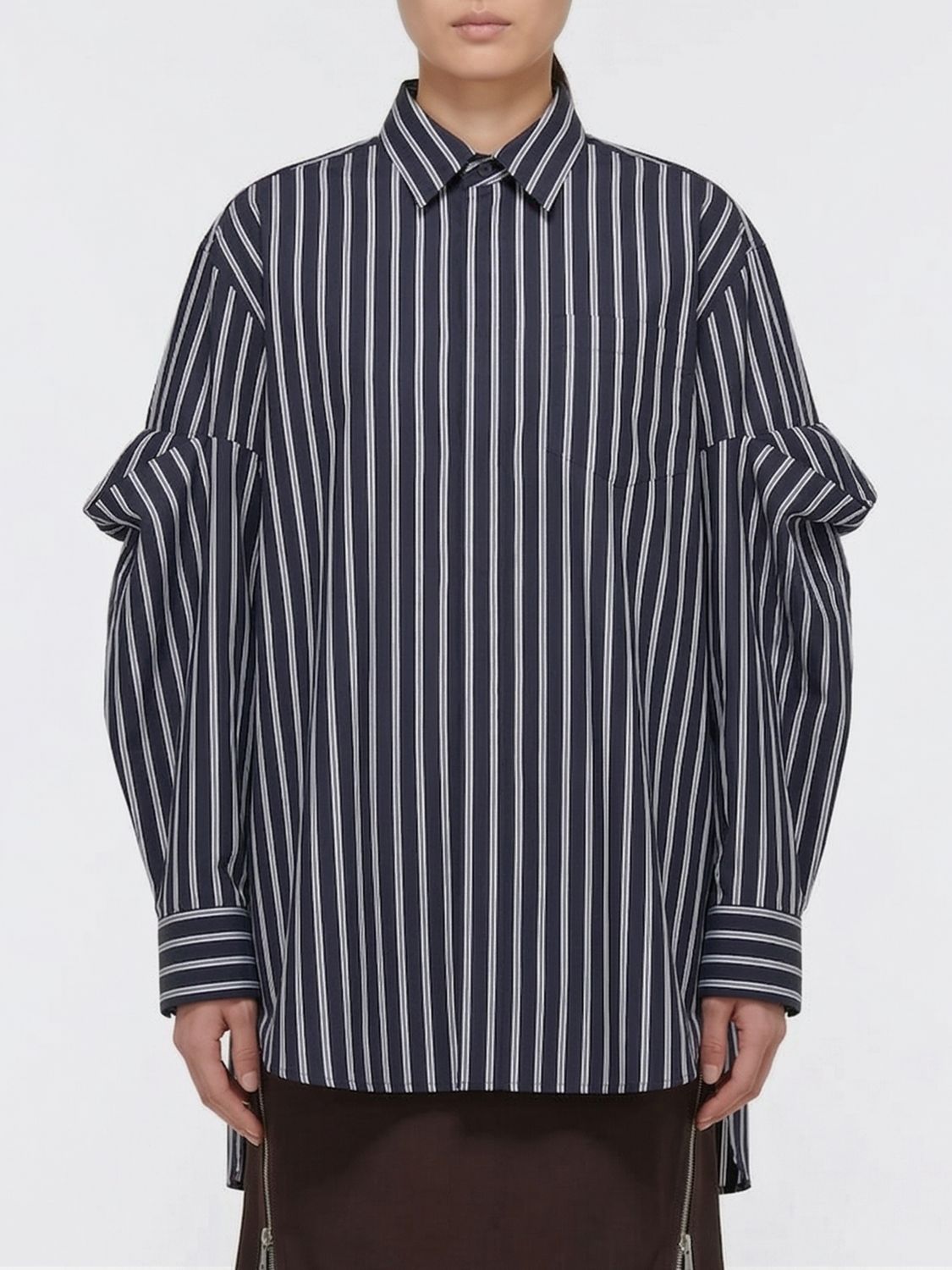SACAI Striped Cotton Blend Shirt　SACAI ストライプ コットンブレンド シャツ SACAI