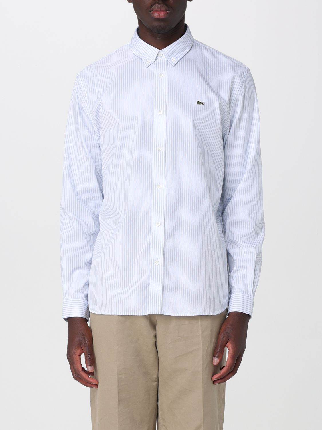 LACOSTE Camicia casual in cotone a righe