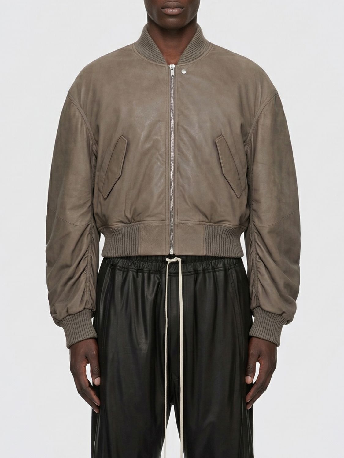 RICK OWENS Leather Bomber Jacket