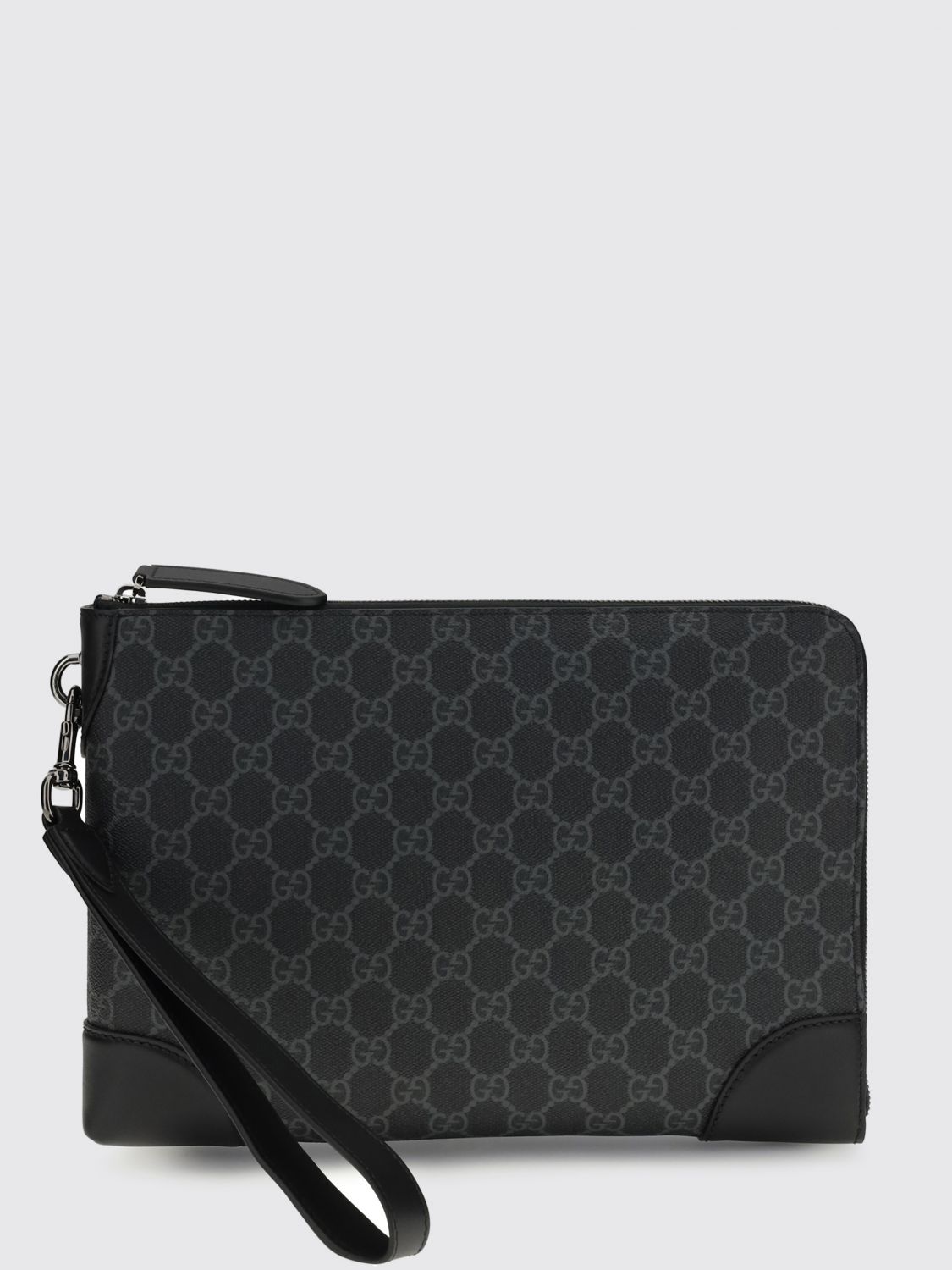 Gucci Gg Emblem Document Holder In Gg Supreme Fabric In Black