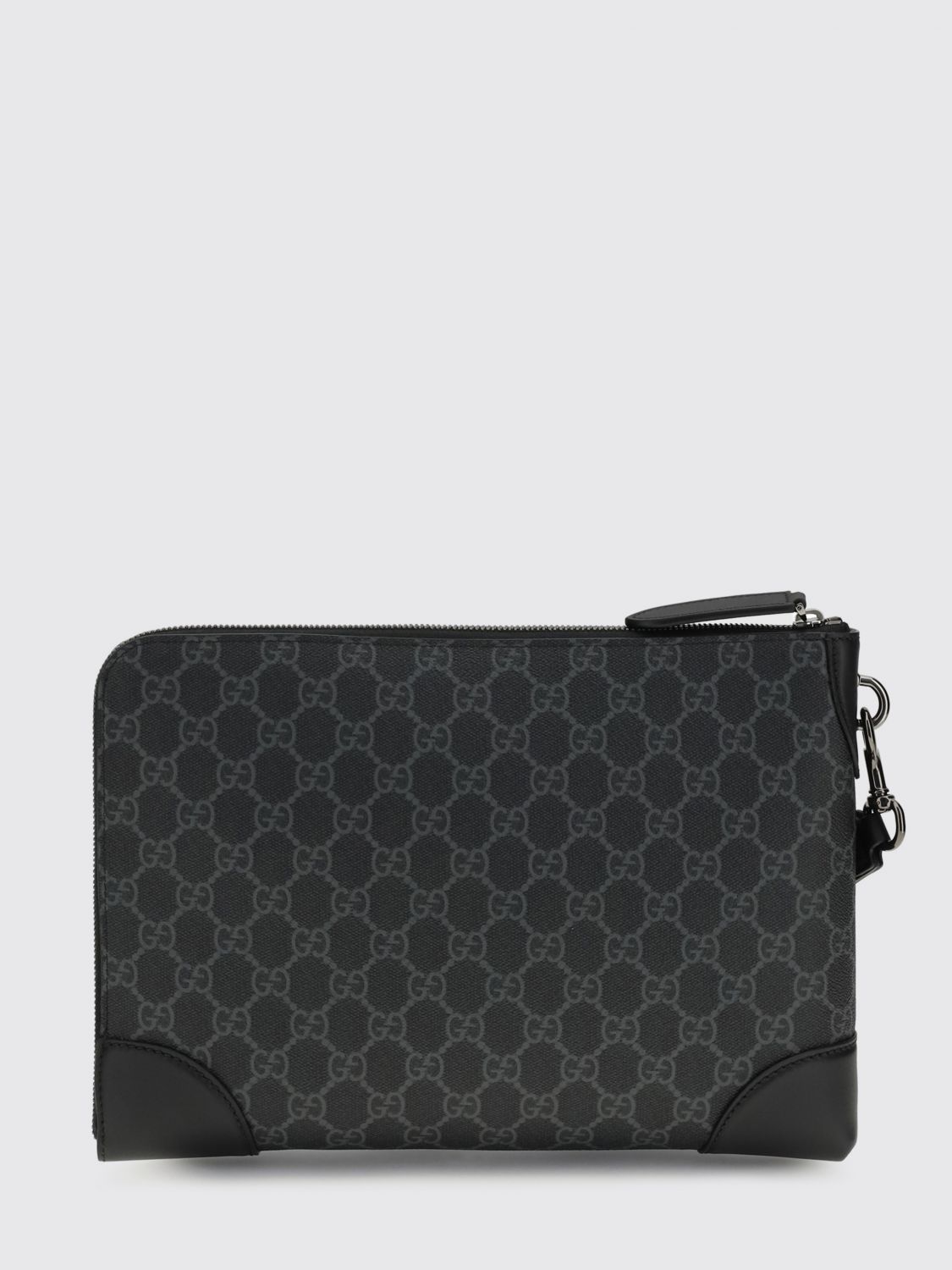 Gucci Gg Emblem Document Holder In Gg Supreme Fabric In Black