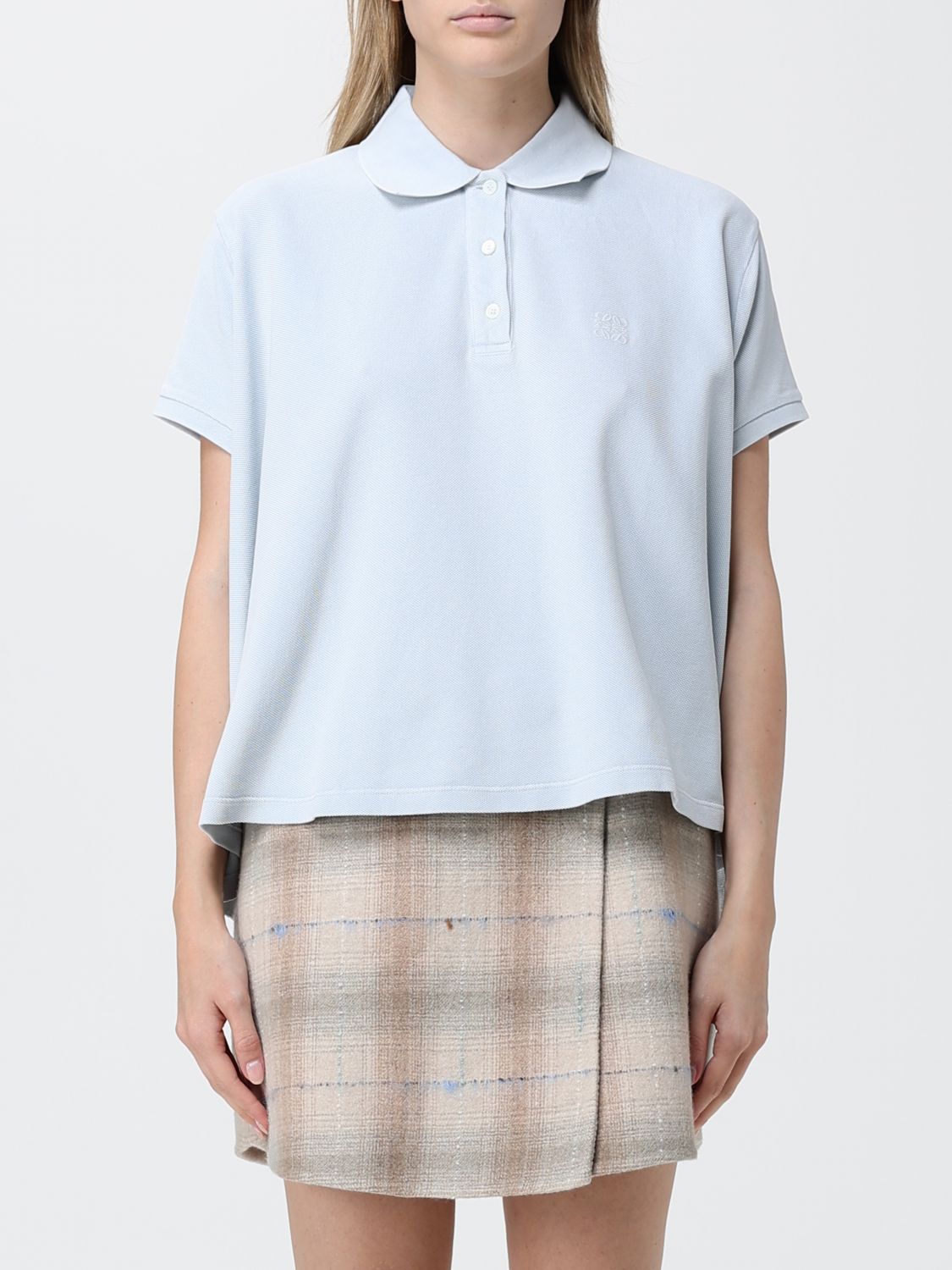 LOEWE LOEWE Polo Shirt Woman color Gnawed Blue　ロエベ ポロシャツ ウーマン カラー Gnawed ブルー