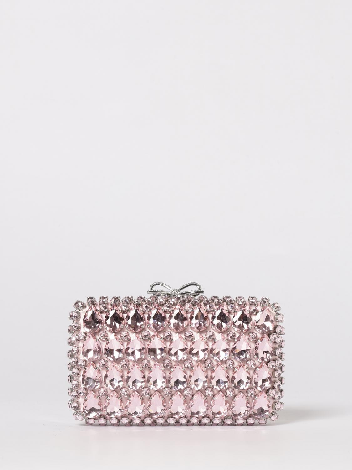 SELF-PORTRAIT Satin-Clutch mit Strasssteinen