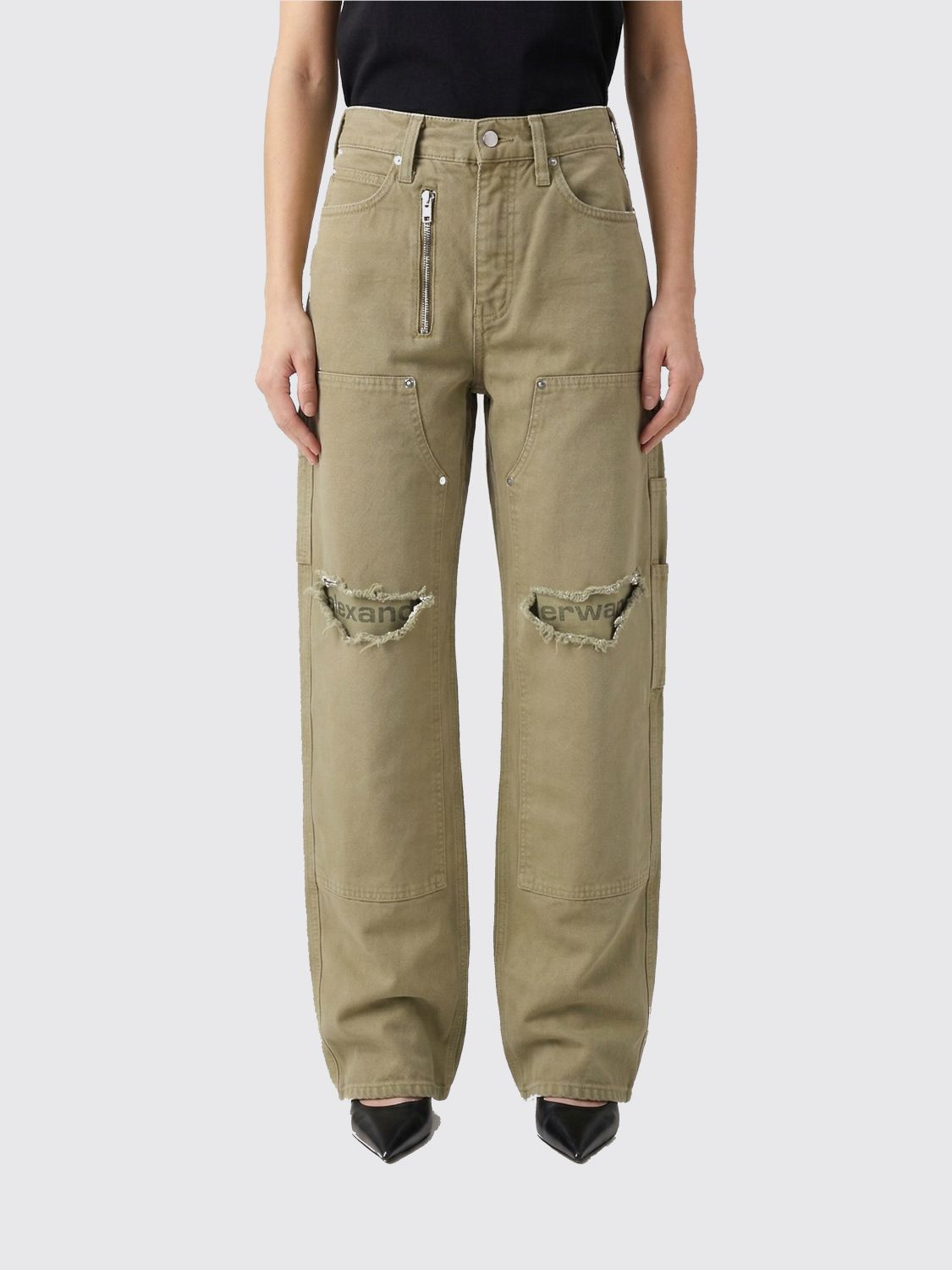 Alexander Wang Distressed Denim Wide Leg Jeans