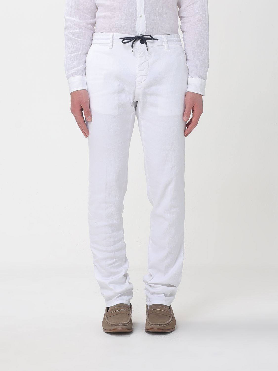 Mason's Linen And Cotton Blend Drawstring Trousers