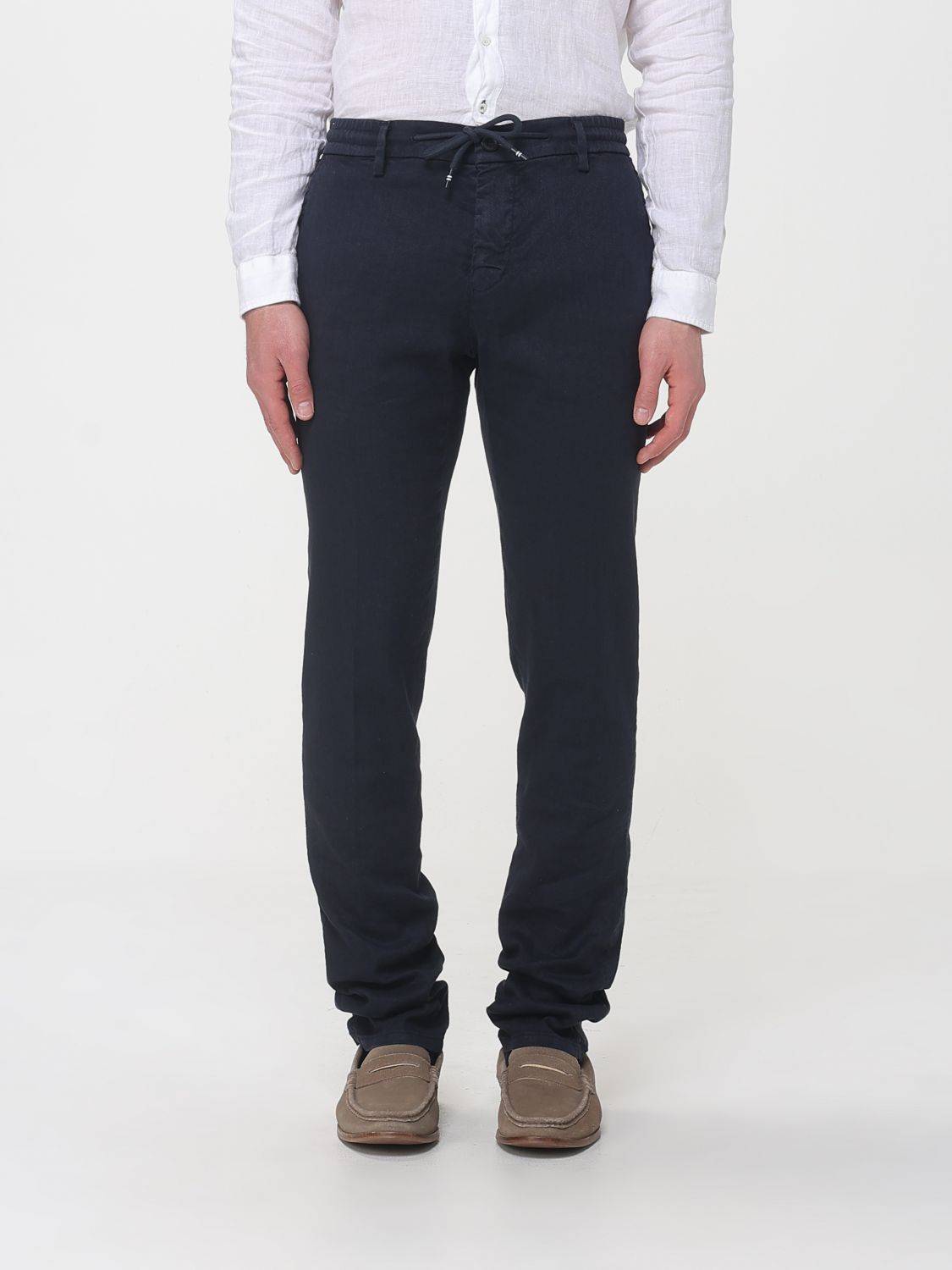 Mason's Linen And Cotton Blend Drawstring Trousers