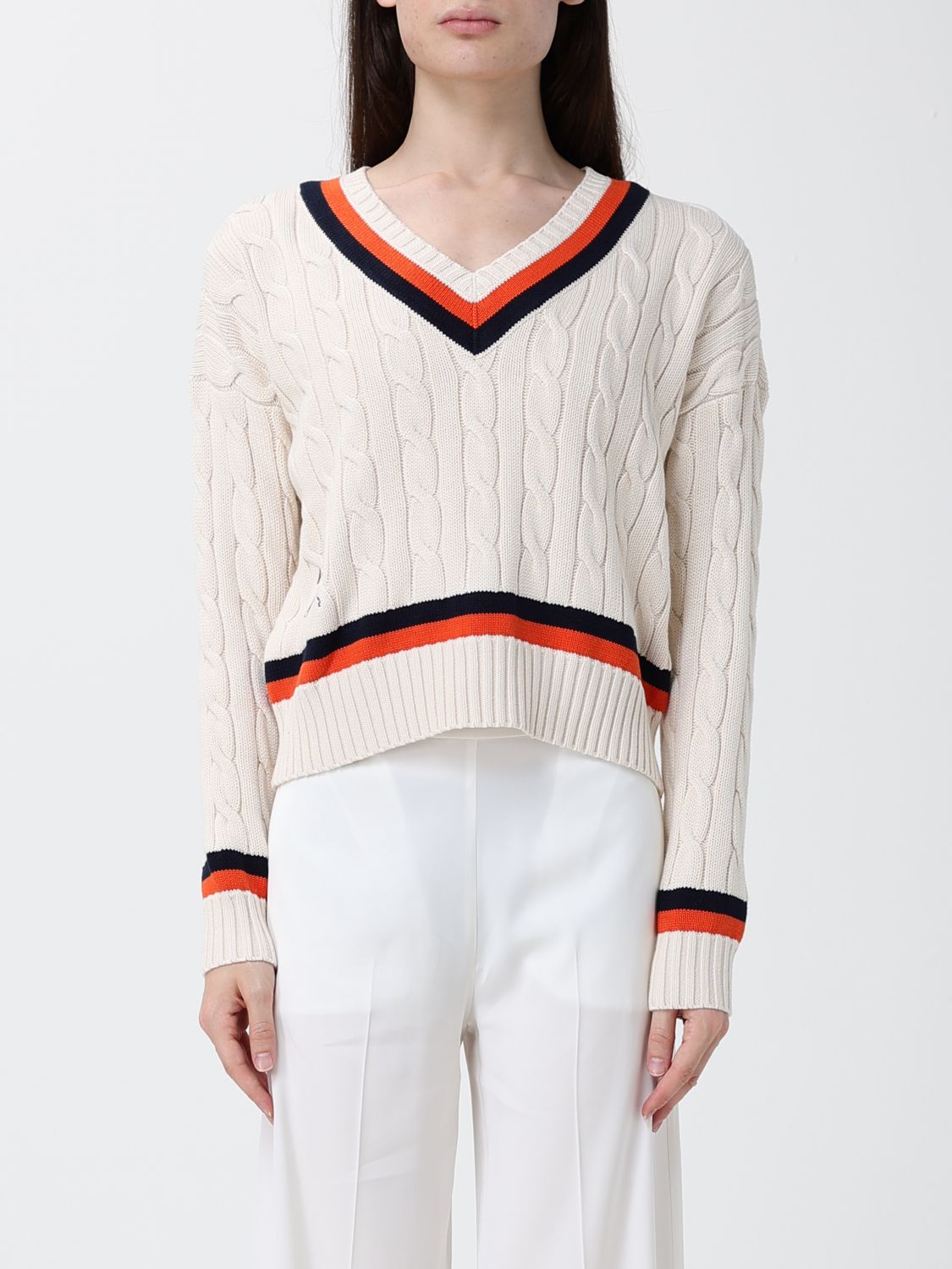 LAUREN RALPH LAUREN Maglia a v in cotone