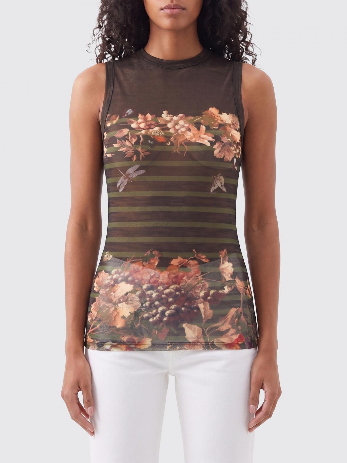 JEAN PAUL GAULTIER Top Marinière Grape in tulle stampato
