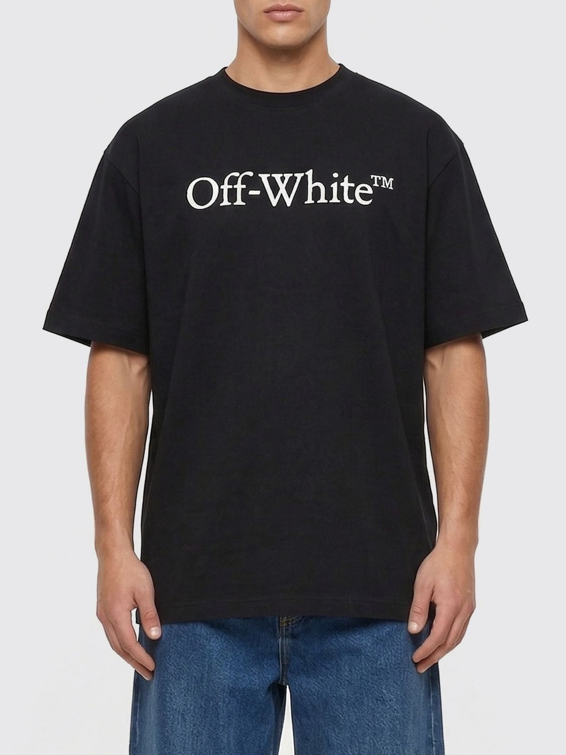 Off-White Cotton T-Shirt with Logo　ロゴ付きオフホワイト コットン T シャツ Off-White
