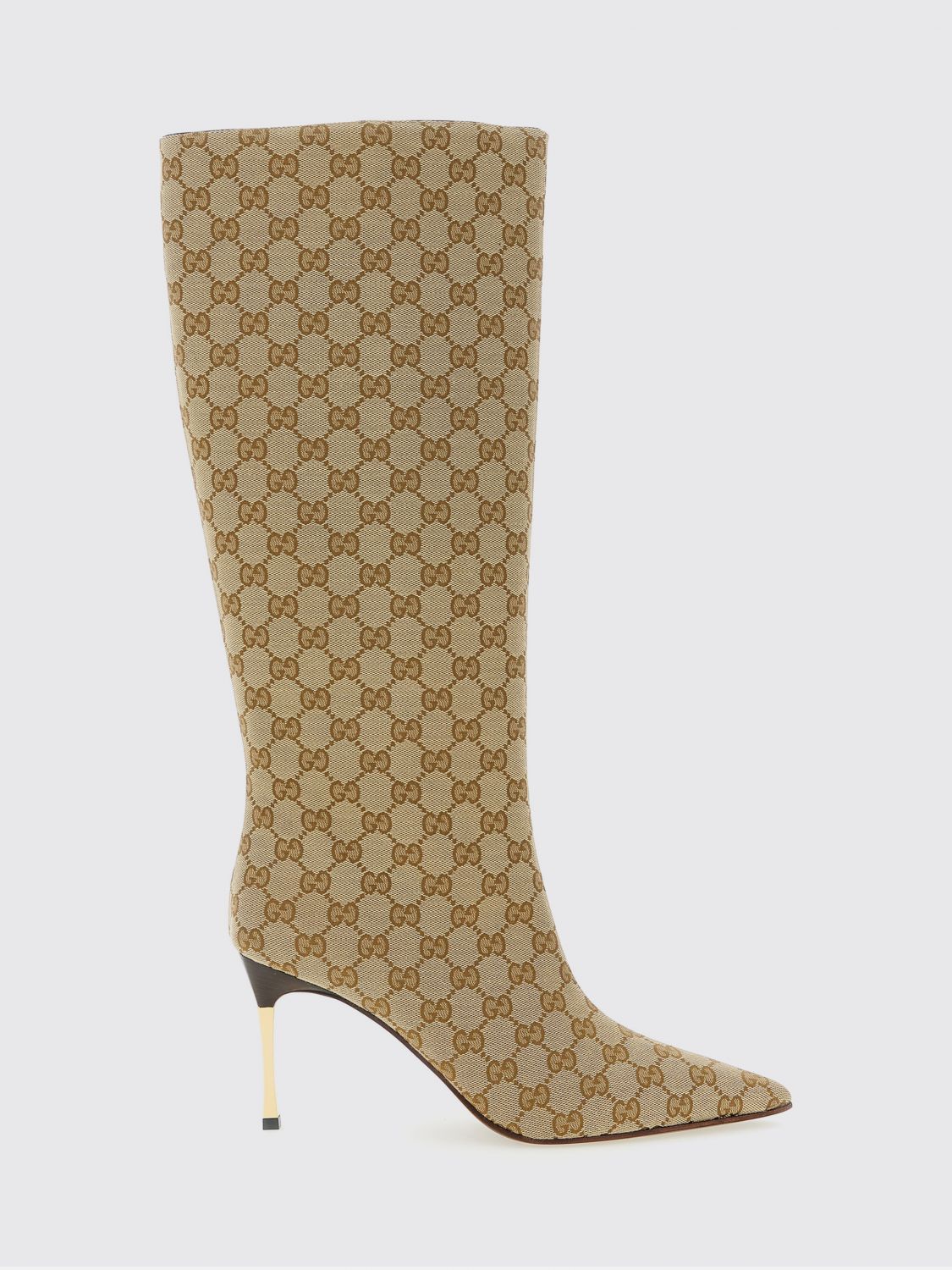 GUCCI Stivale Bombshell in canvas con monogram GG jacquard