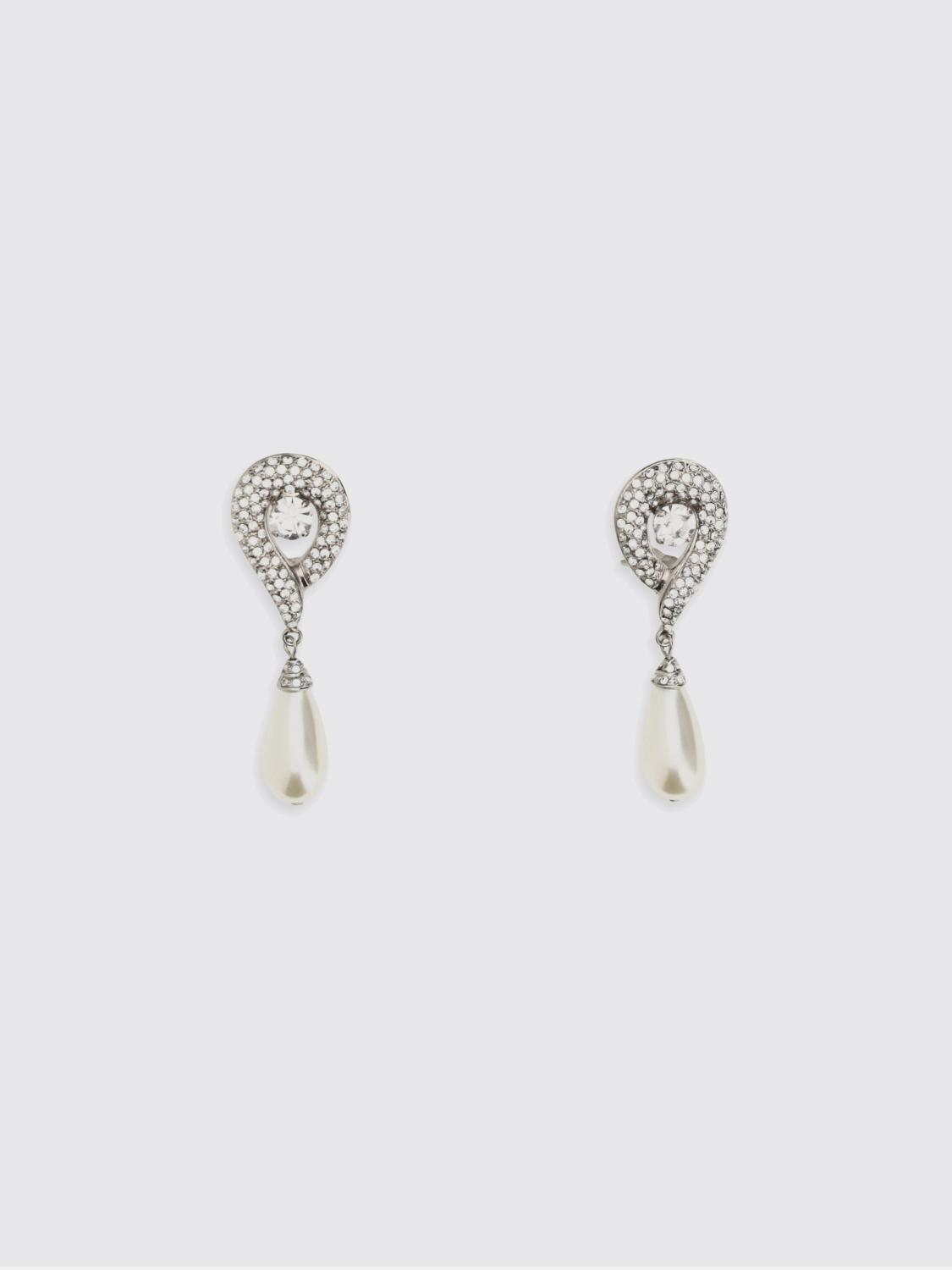 ALESSANDRA RICH Brass earrings with rhinestones and synthetic pearls