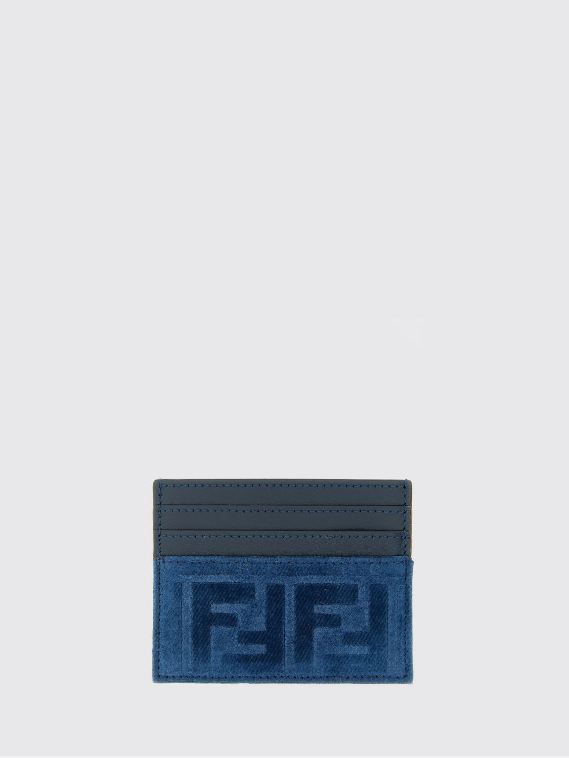 FENDI Portacarte in velluto e pelle FF