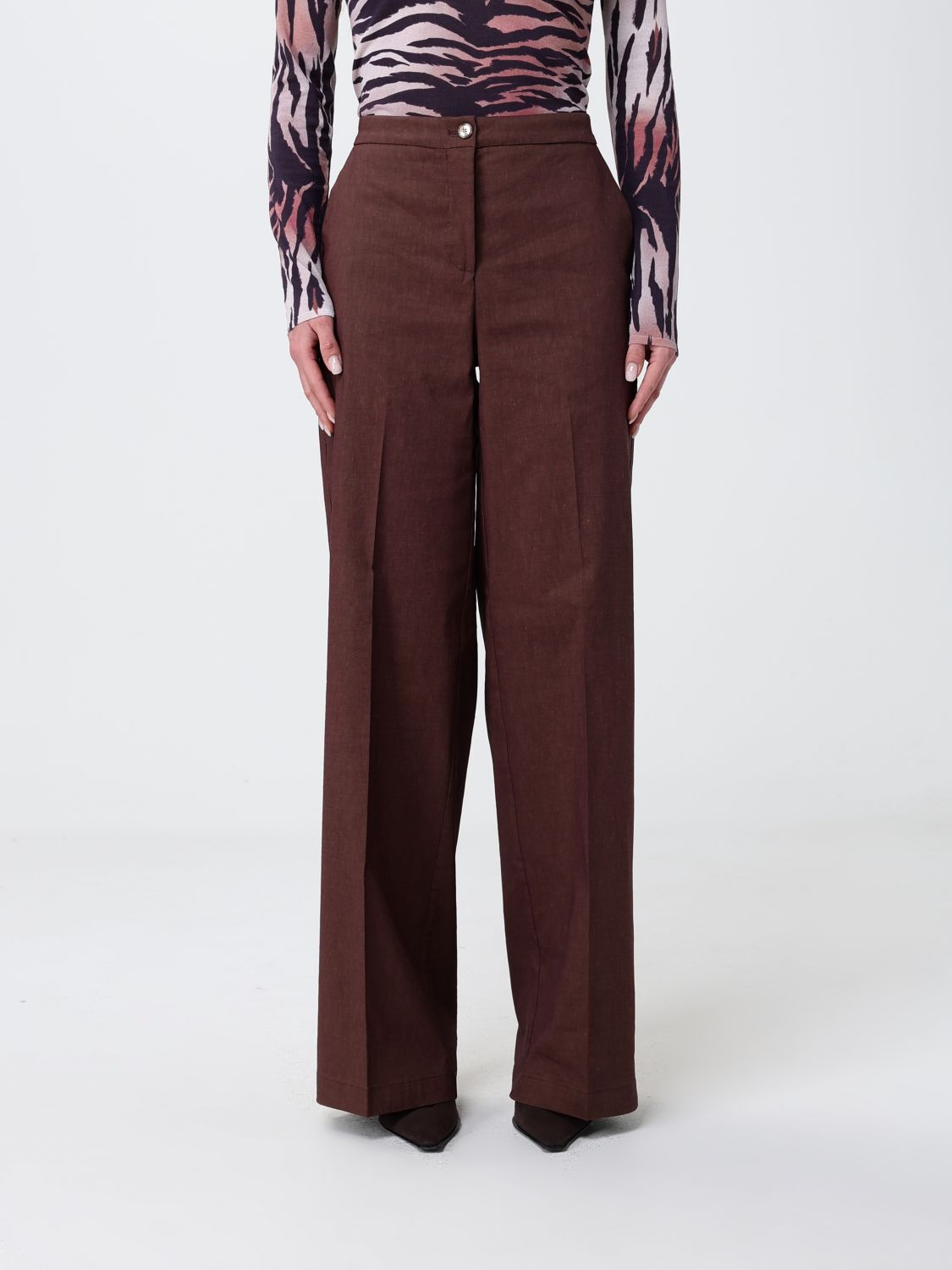 Pinko Linen Blend Palazzo Trousers
