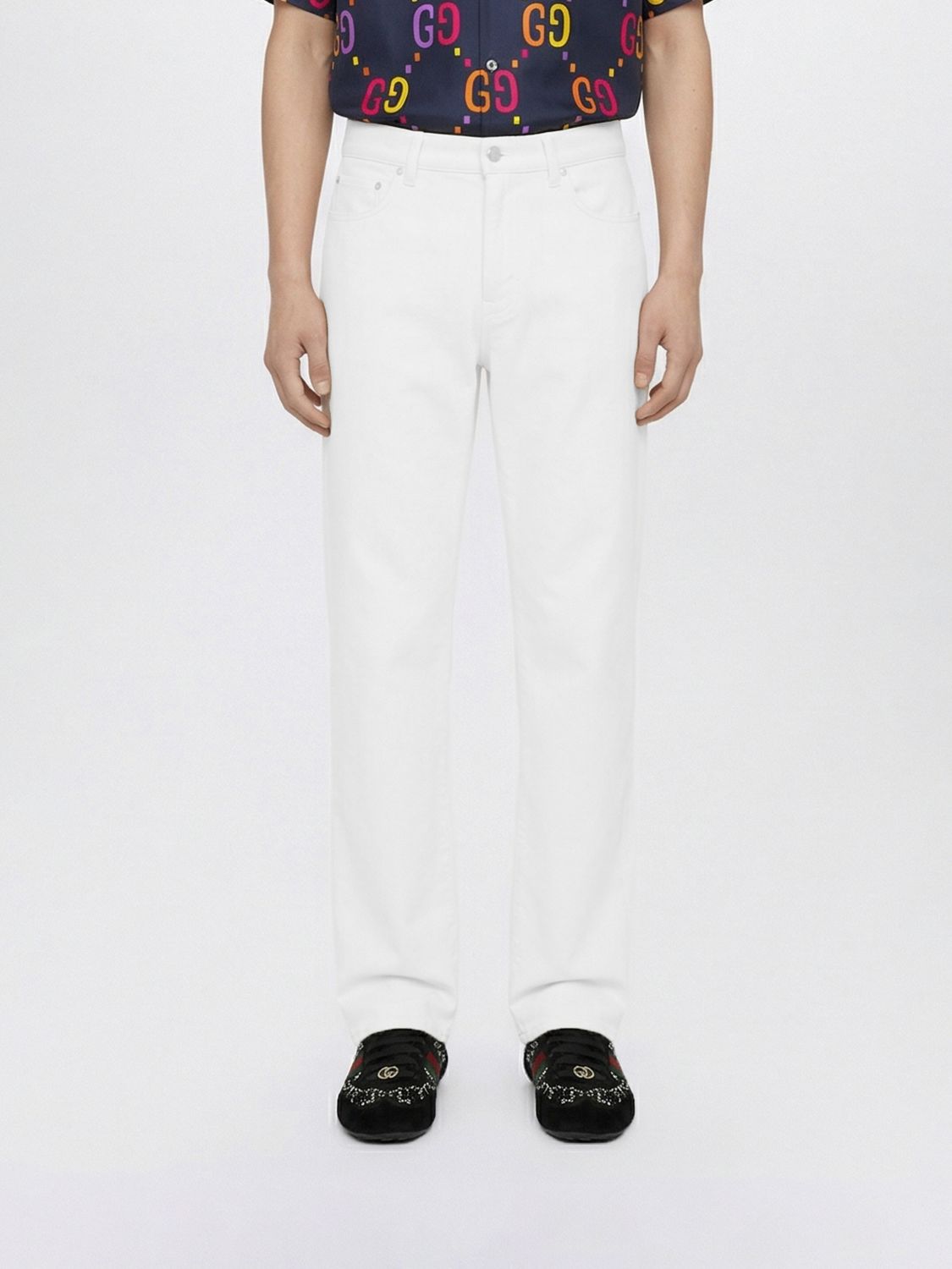 GUCCI Jeans in denim di cotone con Horsebit