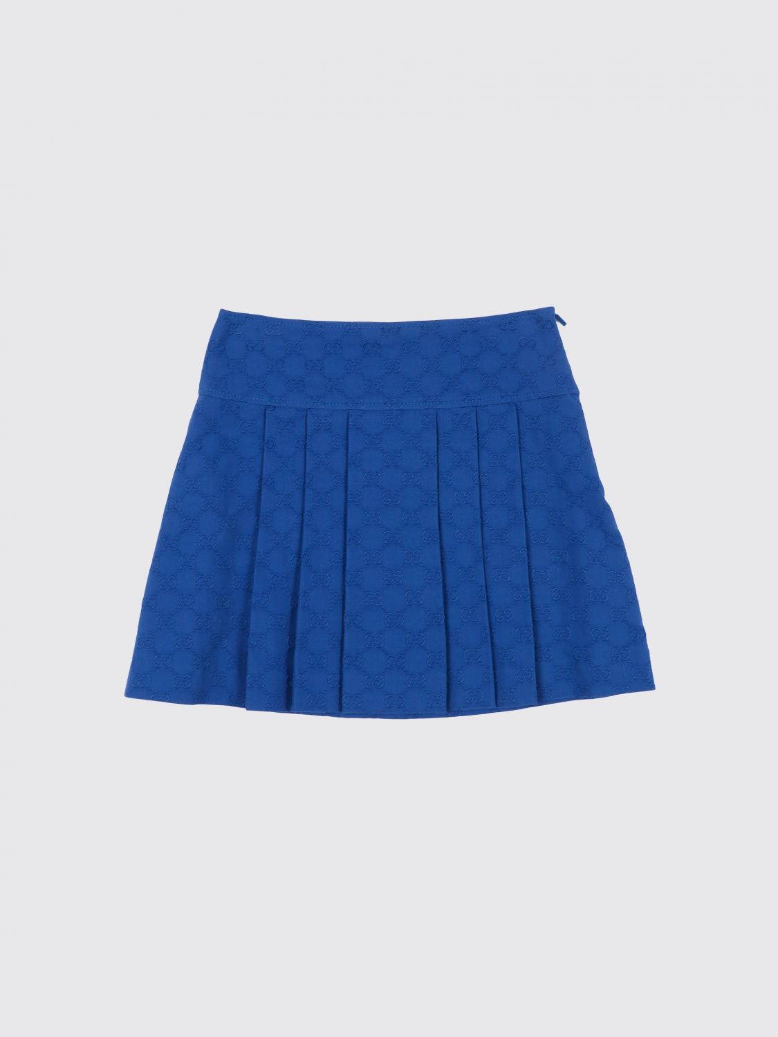 GUCCI Gonna GG in cotone plissè con monogram jacquard