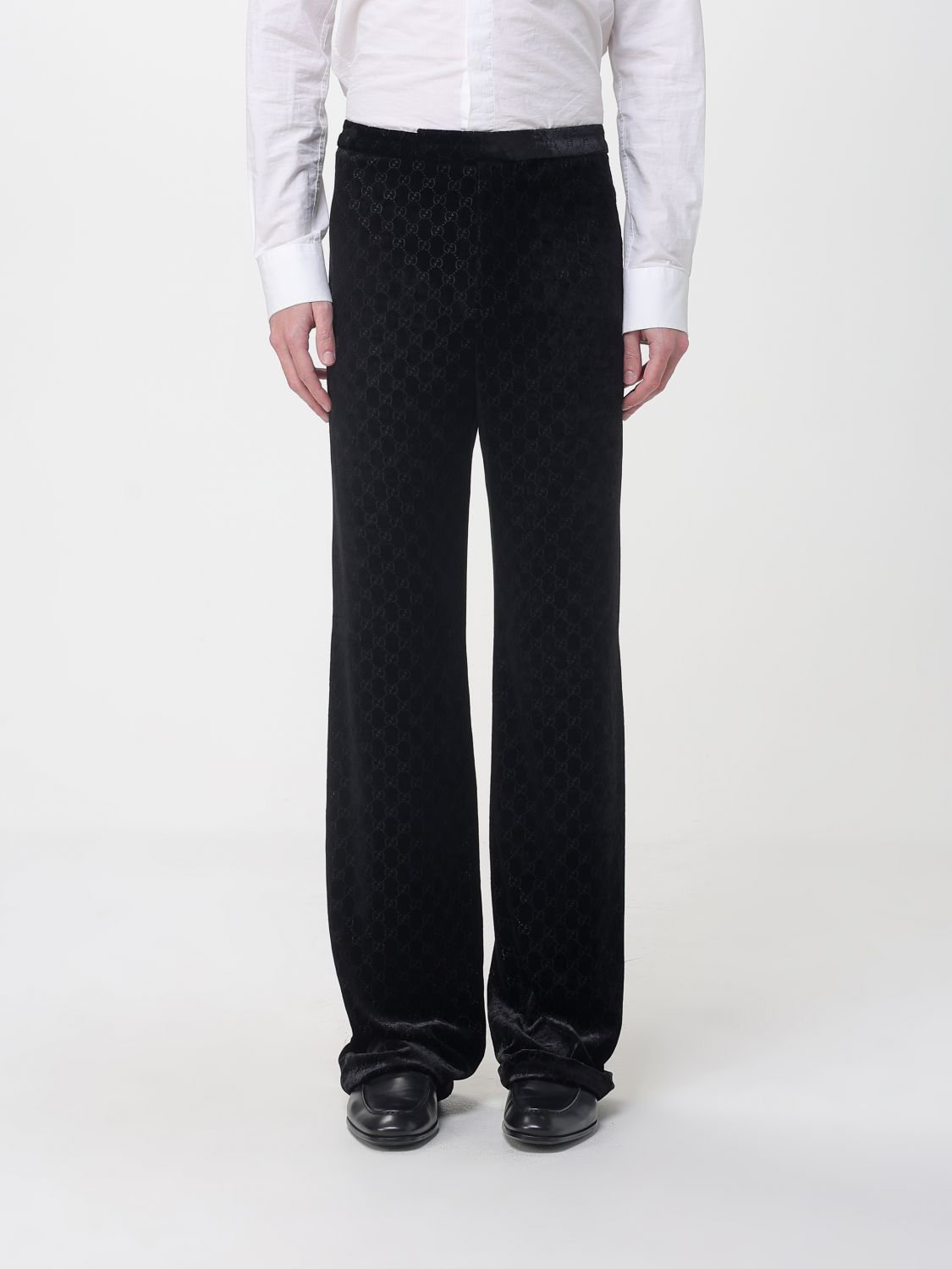 GUCCI Pantaloni sartoriali in misto viscosa e seta
