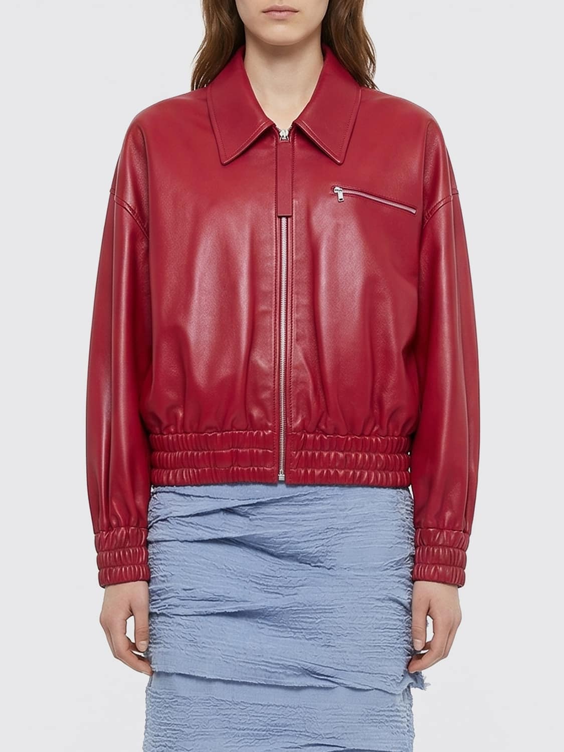JIL SANDER Leather Bomber Jacket