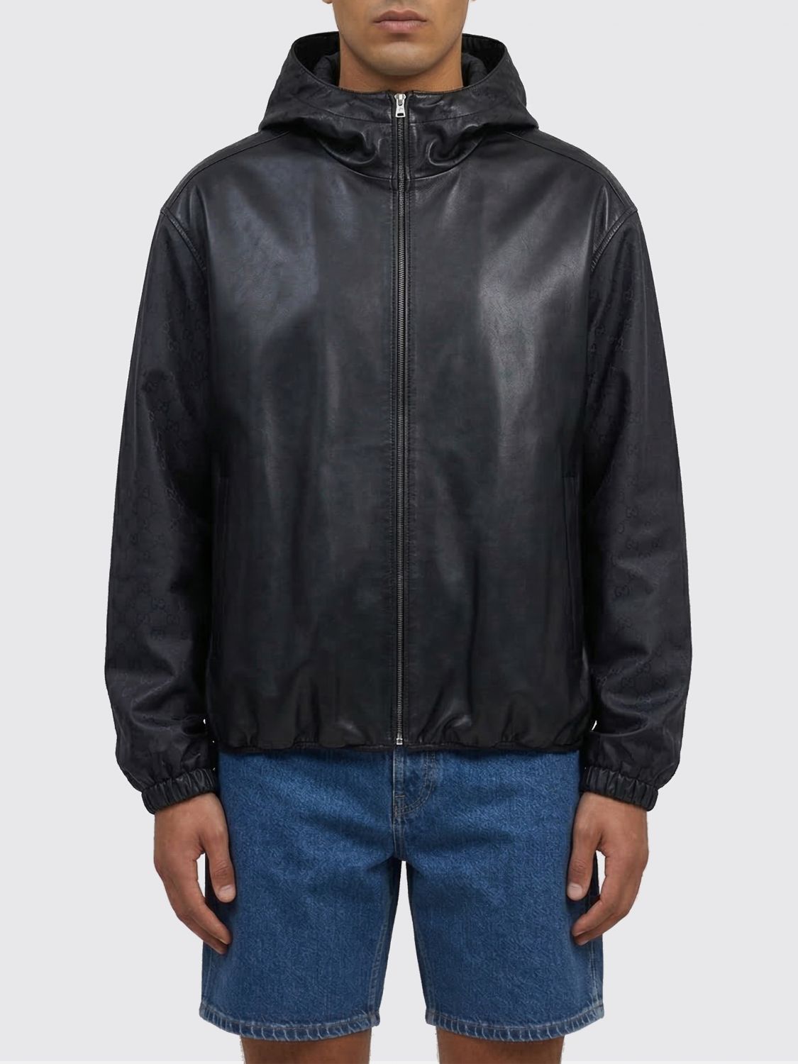 GUCCI Giacca con cappuccio in pelle