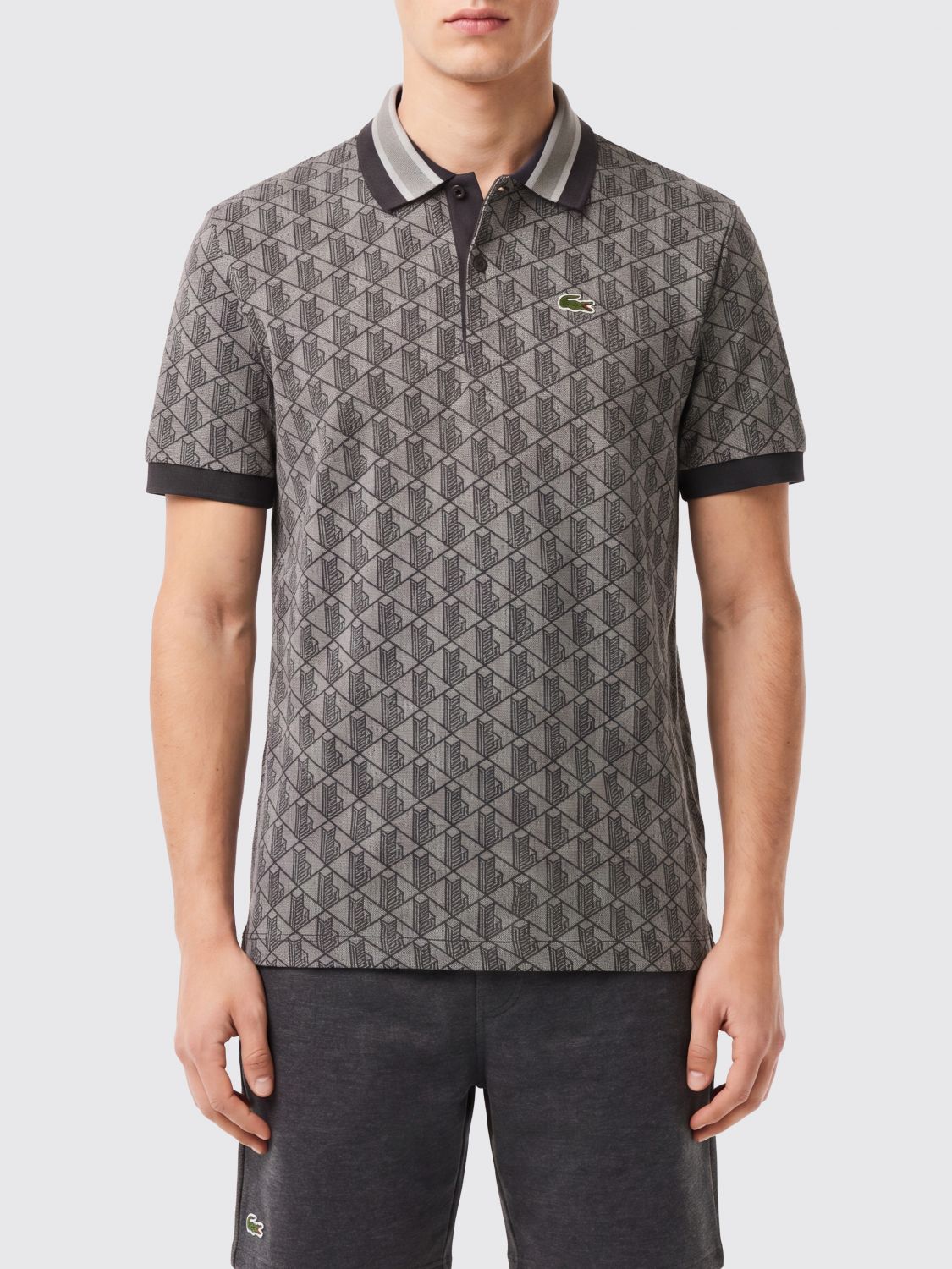 LACOSTE Polo in jacquard con monogramma